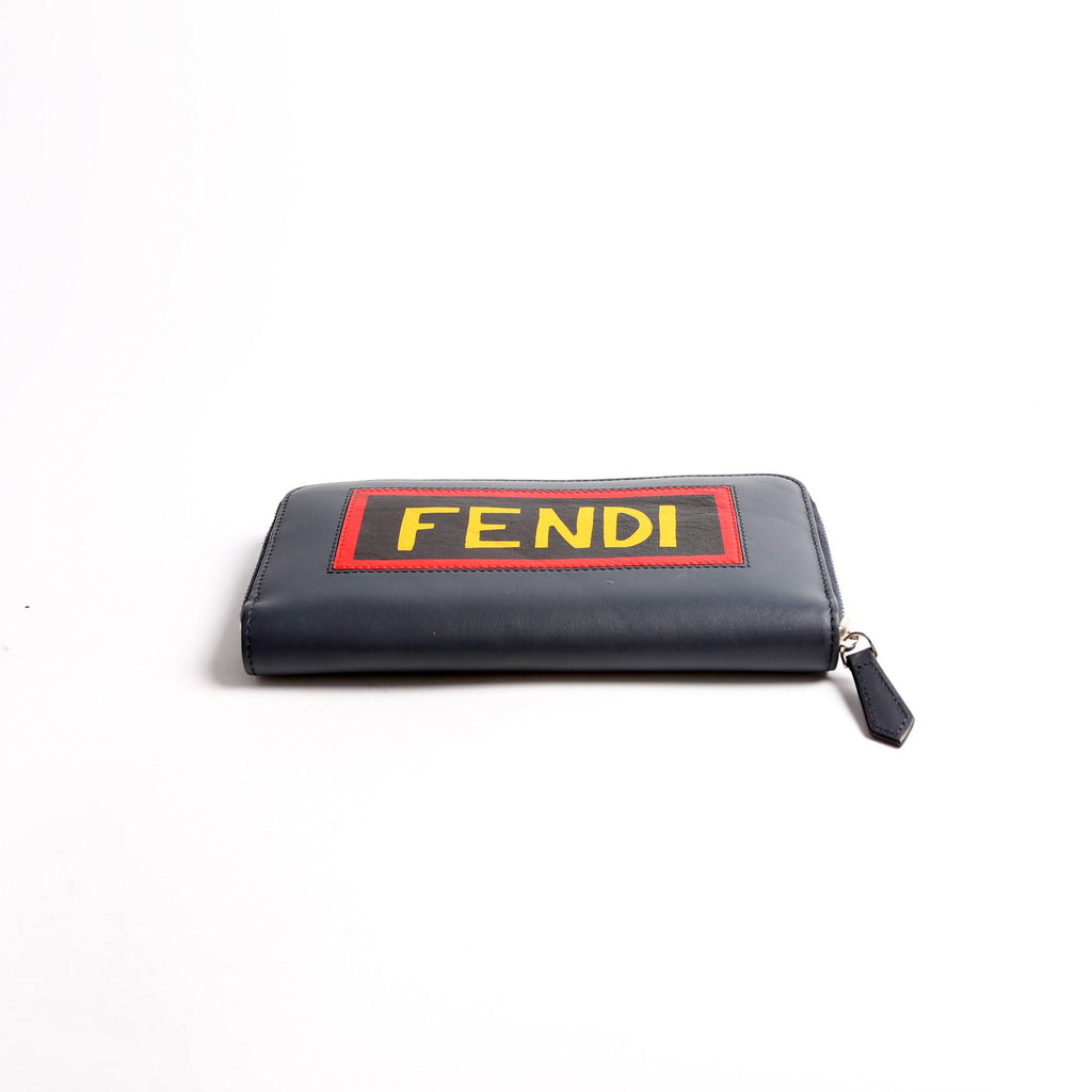 7M0210 Leather Zip Around Wallet Navy