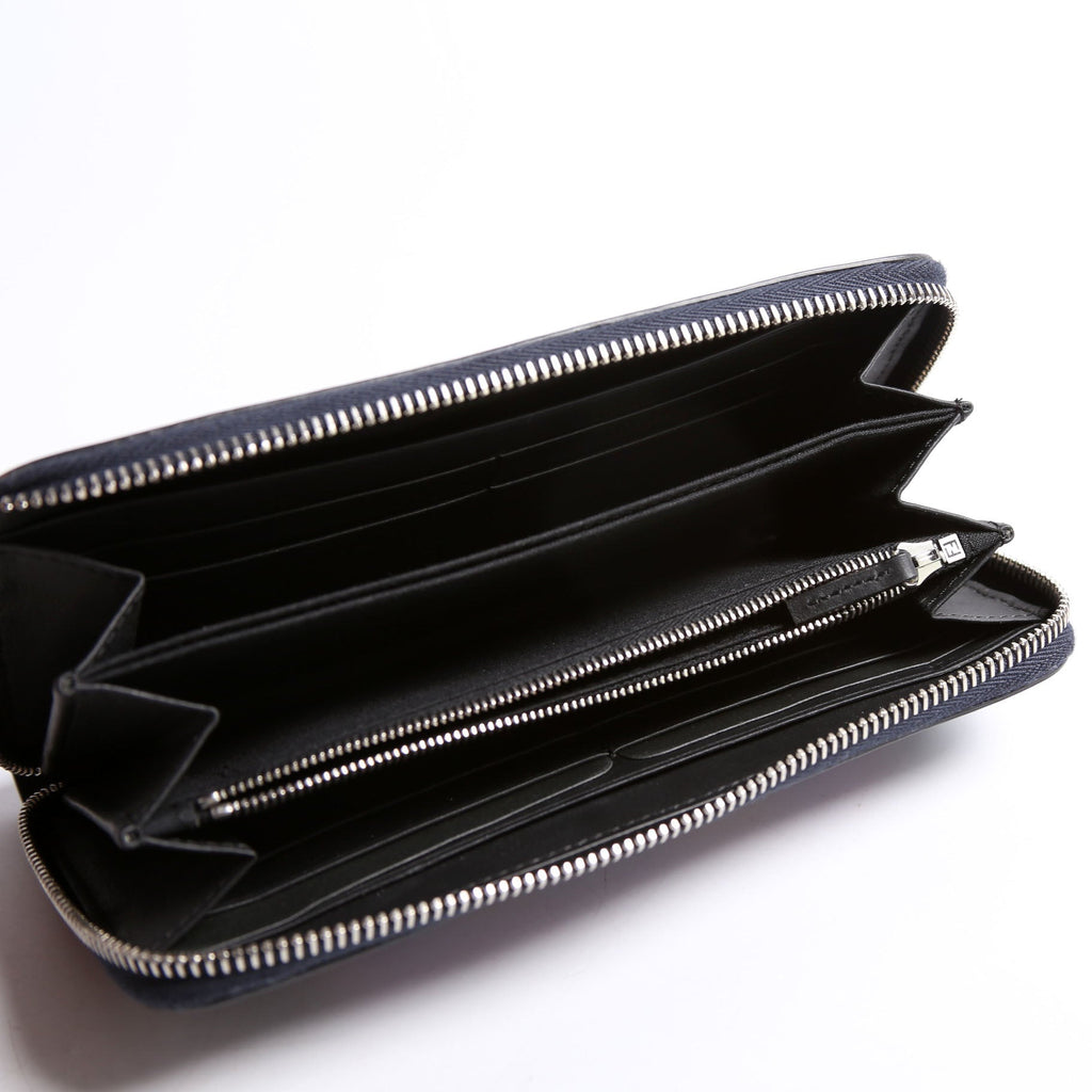 7M0210 Leather Zip Around Wallet Navy