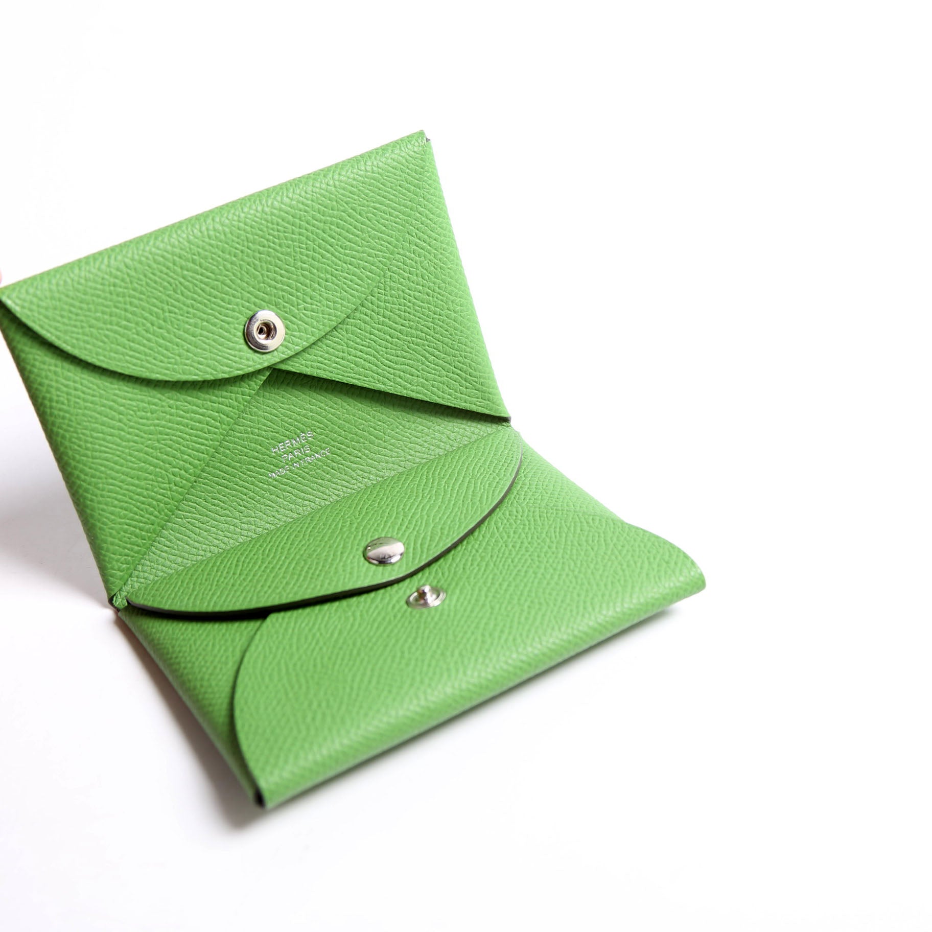 Hermes Calvi Duo Card Case Green