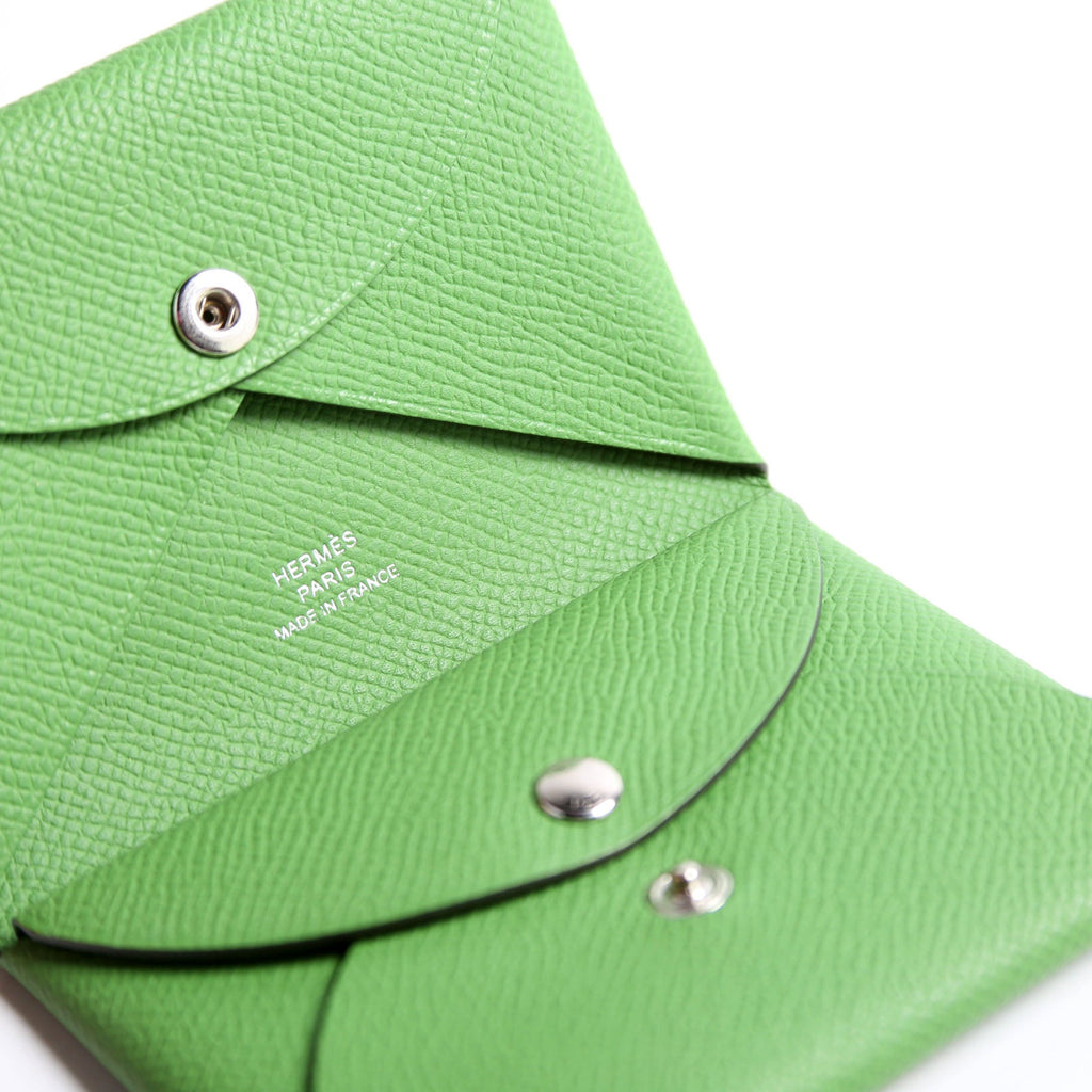 Hermes Calvi Duo Card Case Green
