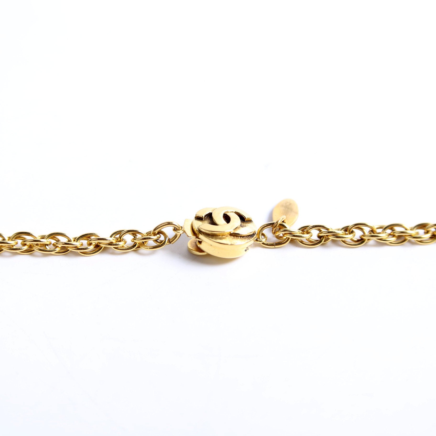 Chain Glass Bead Vintage Necklace Gold/Red