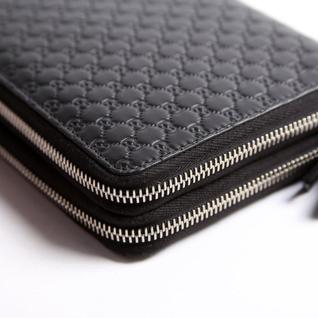 449246 Micro Guccissima Travel Wallet Black