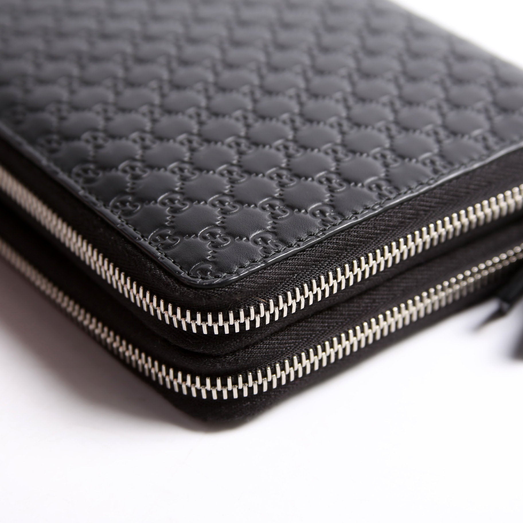 449246 Micro Guccissima Travel Wallet Black