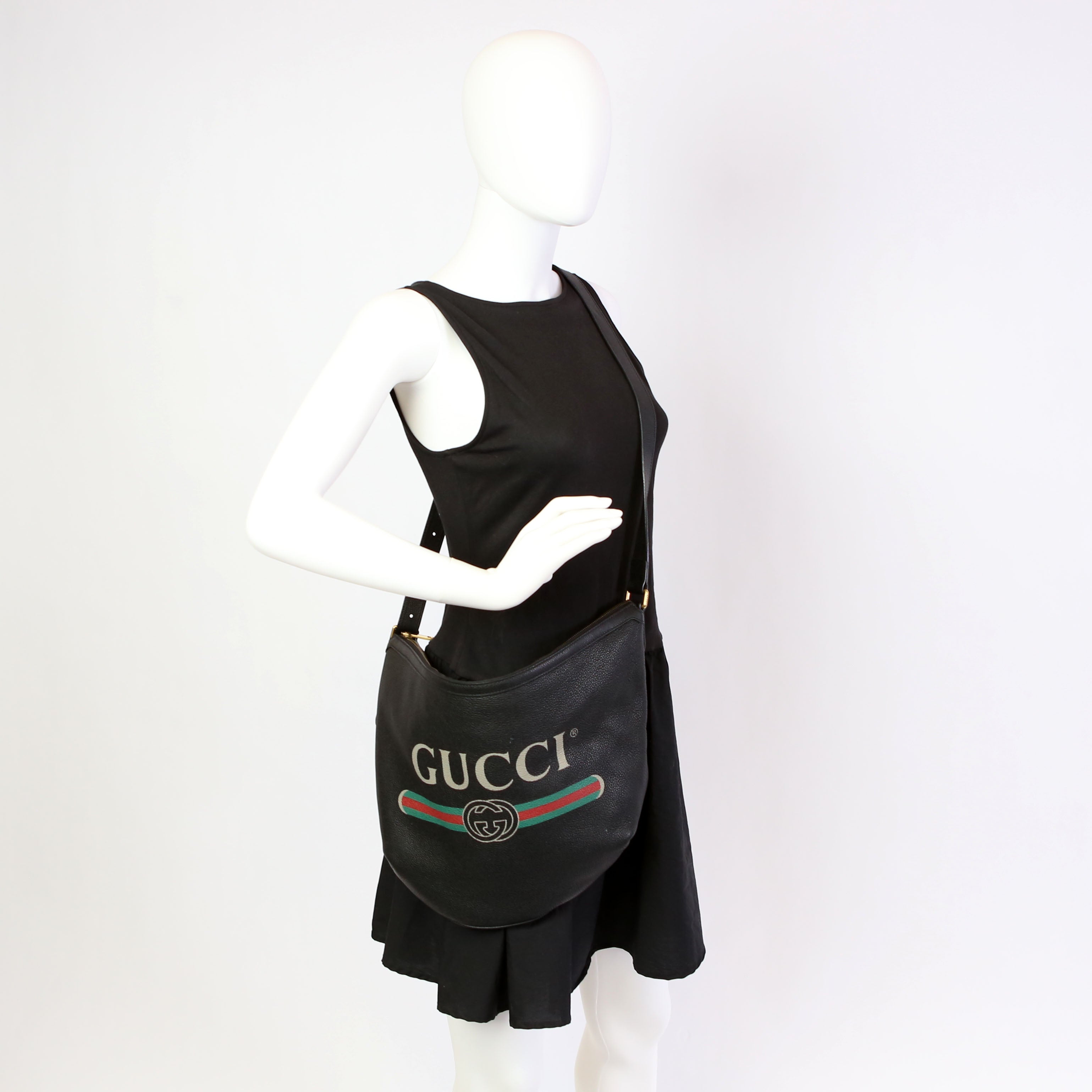 Gucci 523588 Half Moon Bag Black