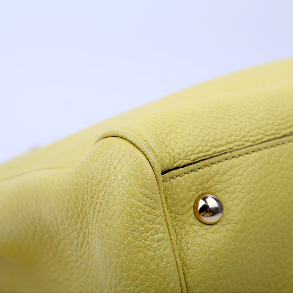 323660 Leather Bamboo Shopper Medium Yellow