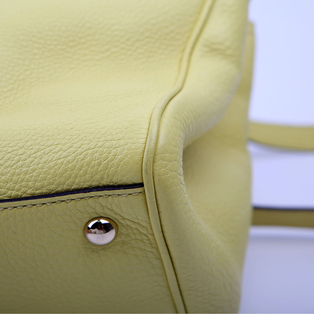 323660 Leather Bamboo Shopper Medium Yellow