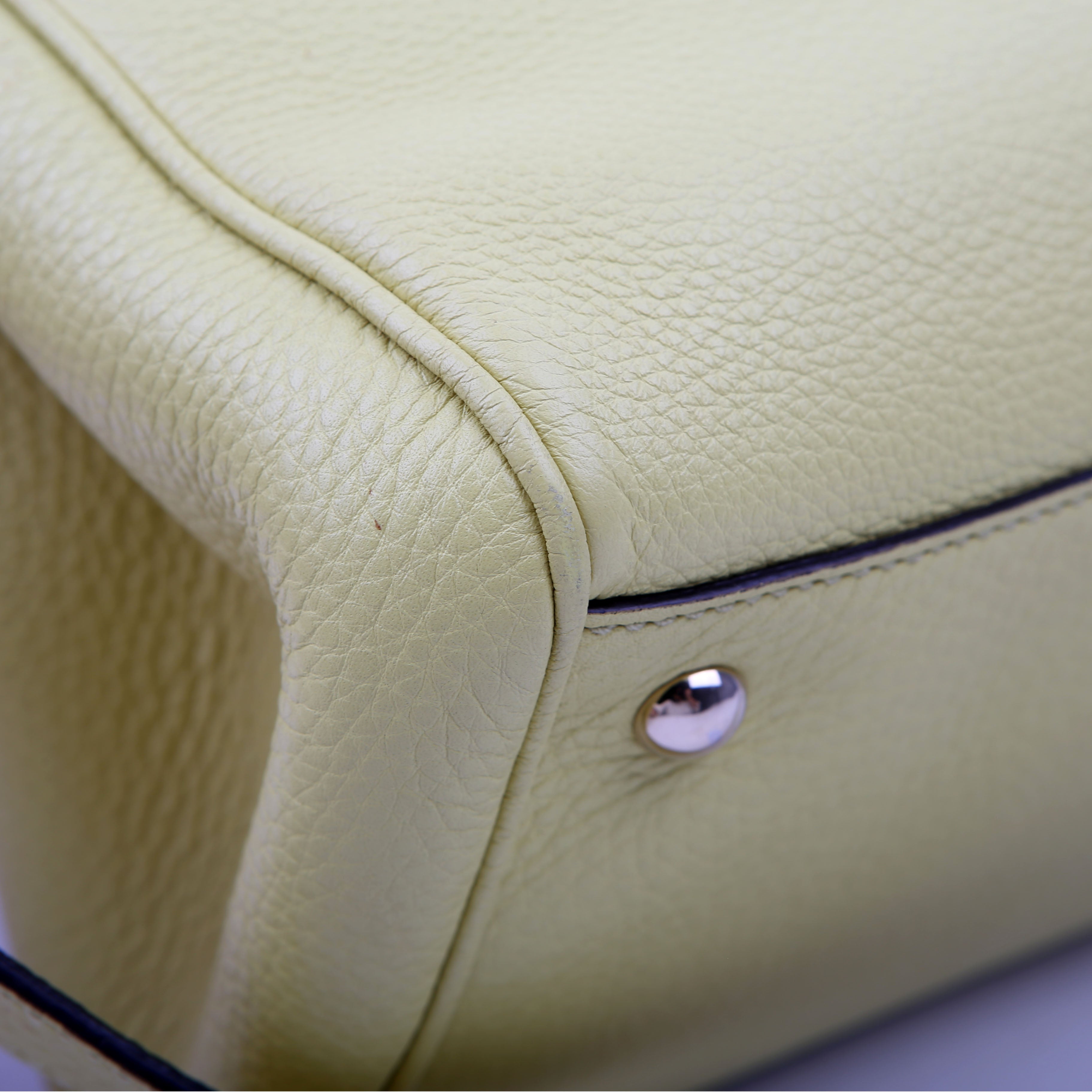 323660 Leather Bamboo Shopper Medium Yellow