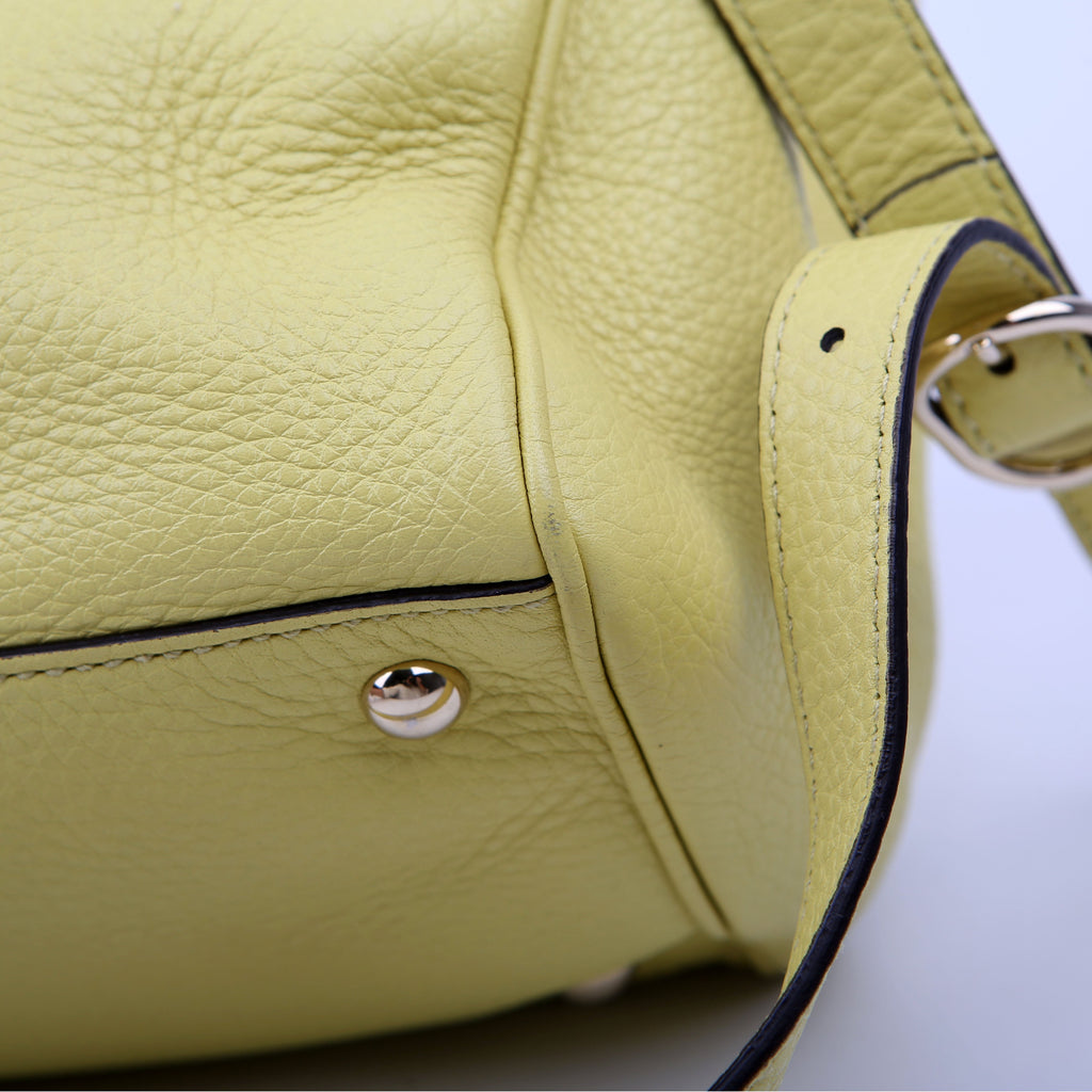 323660 Leather Bamboo Shopper Medium Yellow