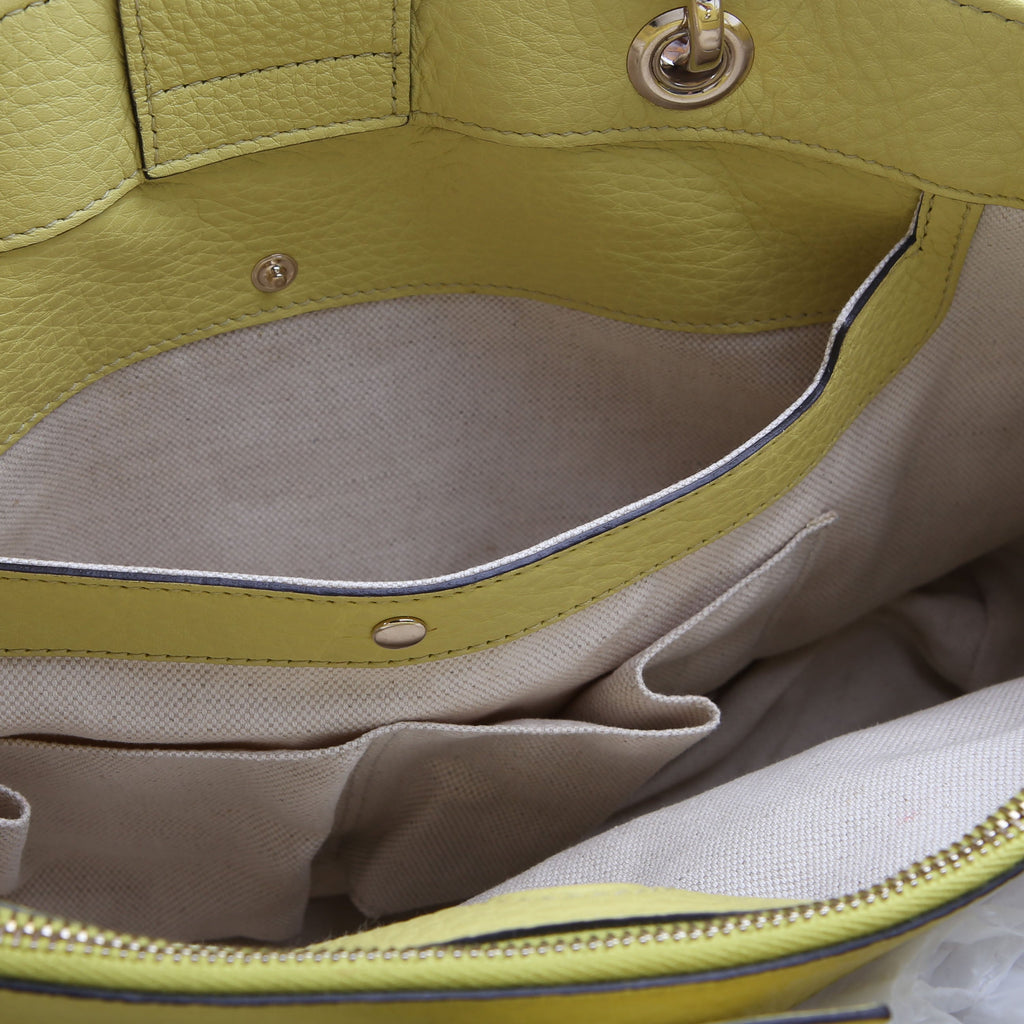 323660 Leather Bamboo Shopper Medium Yellow
