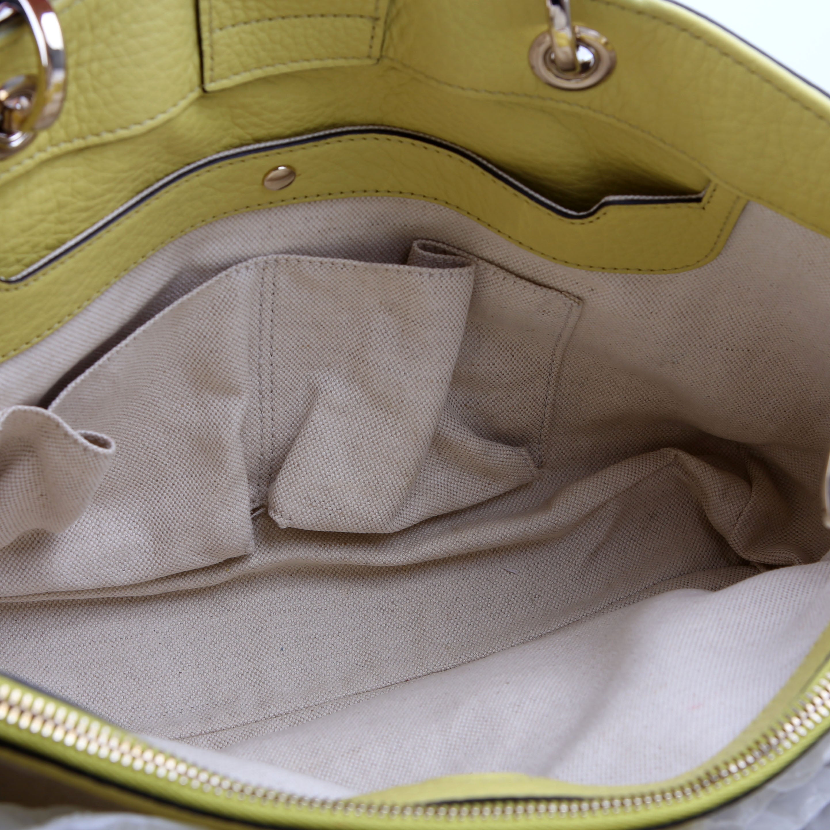 323660 Leather Bamboo Shopper Medium Yellow