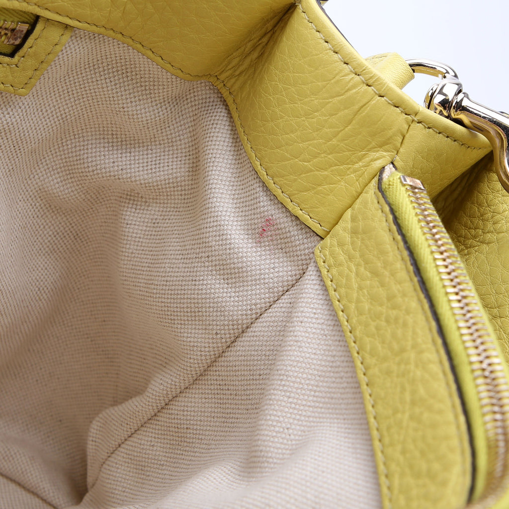 323660 Leather Bamboo Shopper Medium Yellow