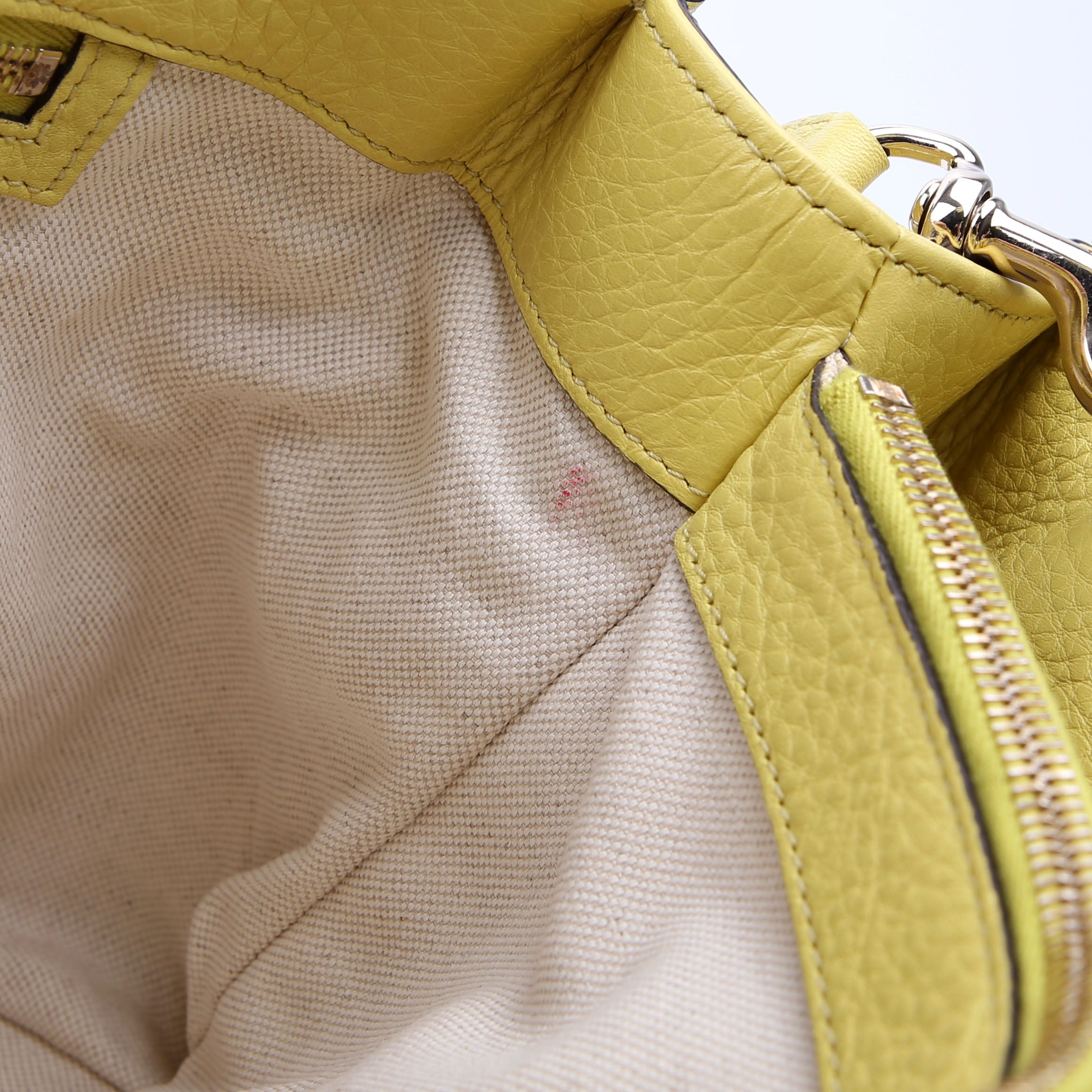 323660 Leather Bamboo Shopper Medium Yellow
