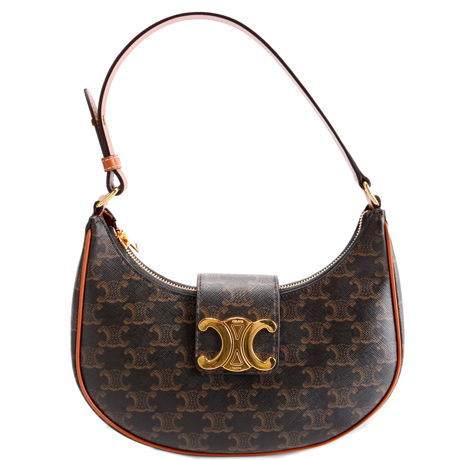 Ava Triomphe Medium Canvas Calfskin Brown/Gold
