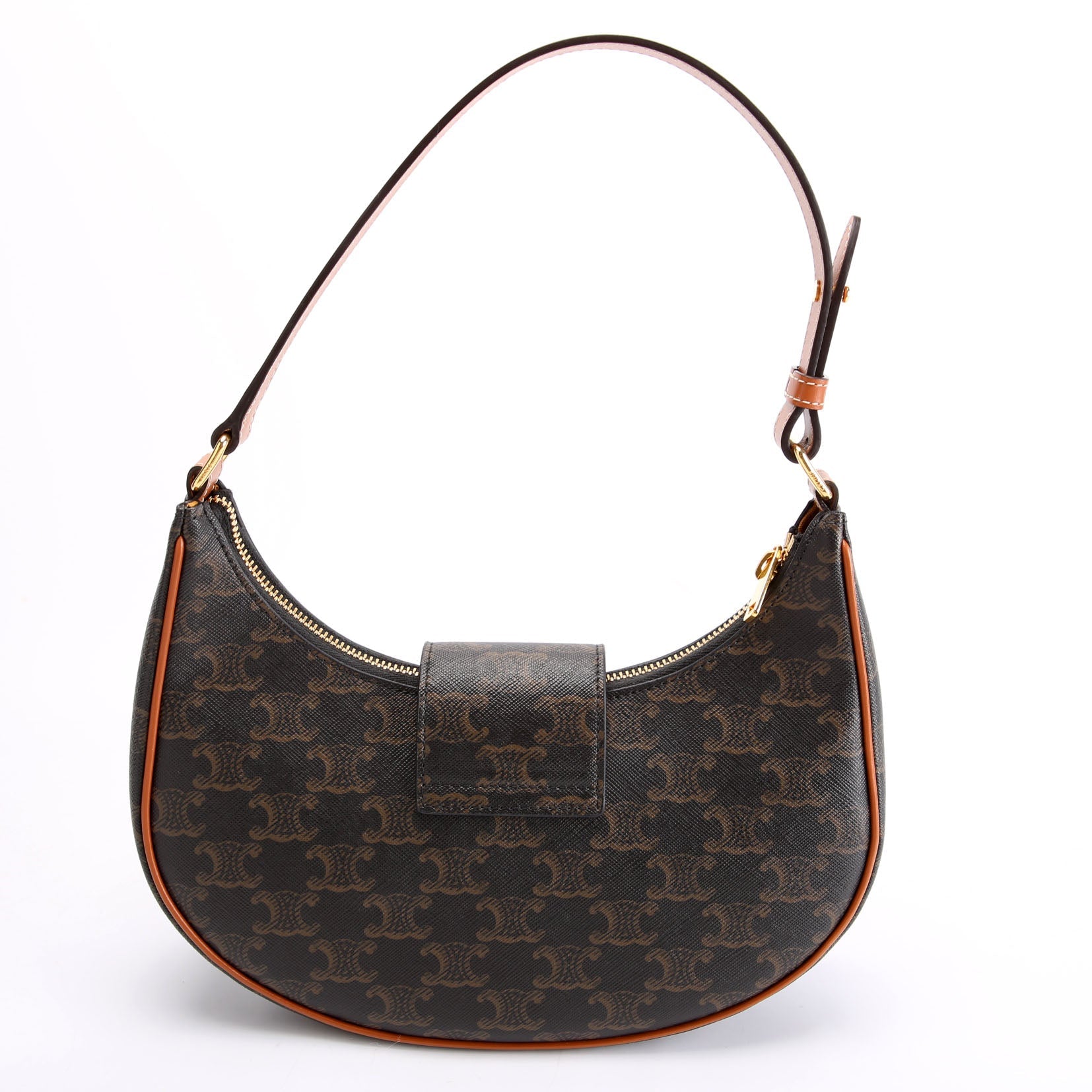 Ava Triomphe Medium Canvas Calfskin Brown/Gold