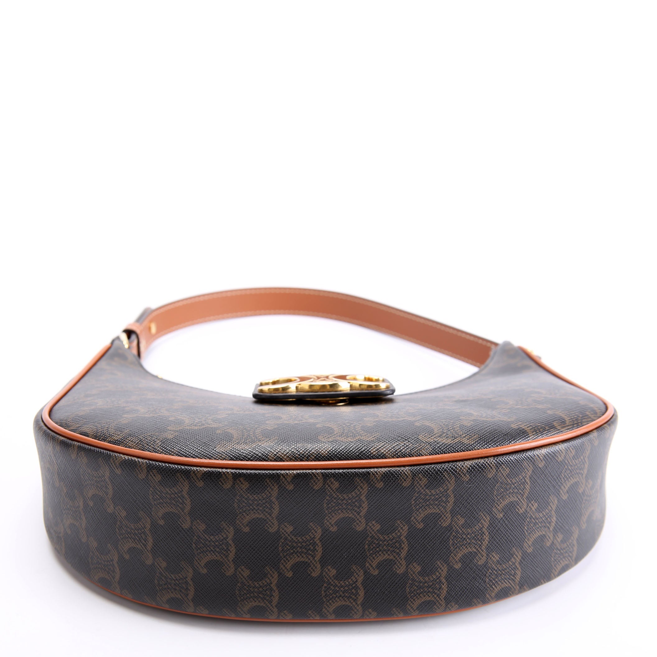Ava Triomphe Medium Canvas Calfskin Brown/Gold
