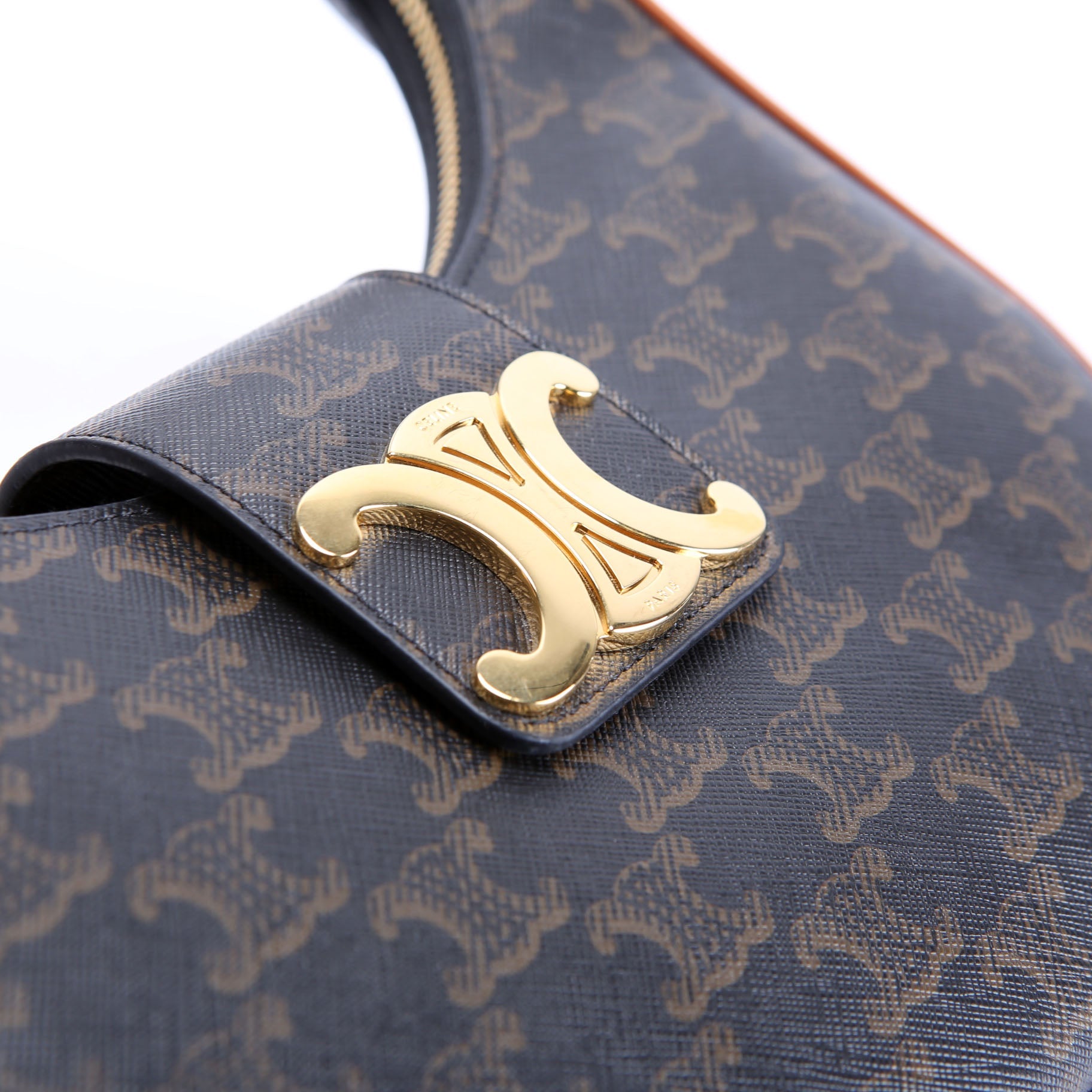 Ava Triomphe Medium Canvas Calfskin Brown/Gold