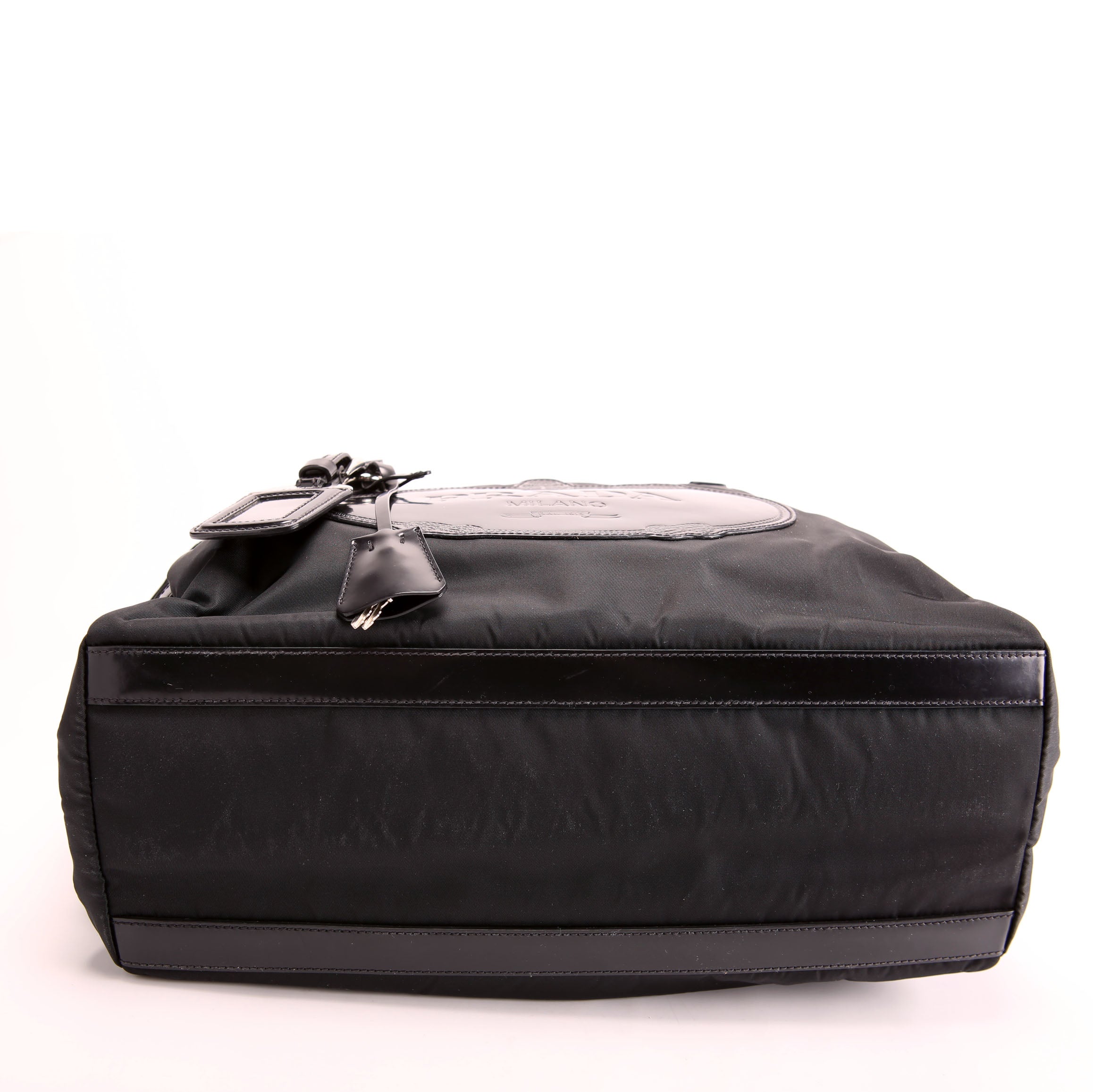 Canapa Tessuto Nylon Patent Leather shoulder Bag Black/Silver