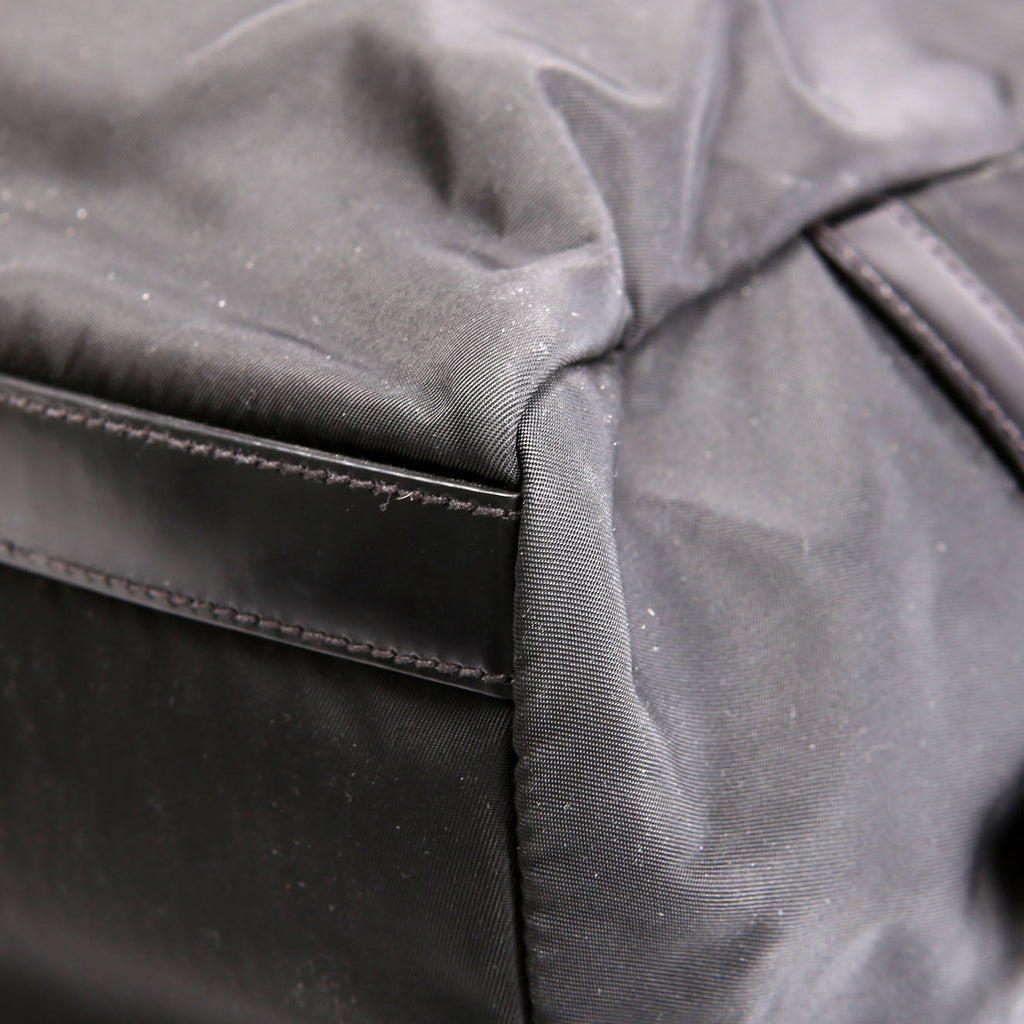 Canapa Tessuto Nylon Patent Leather shoulder Bag Black/Silver