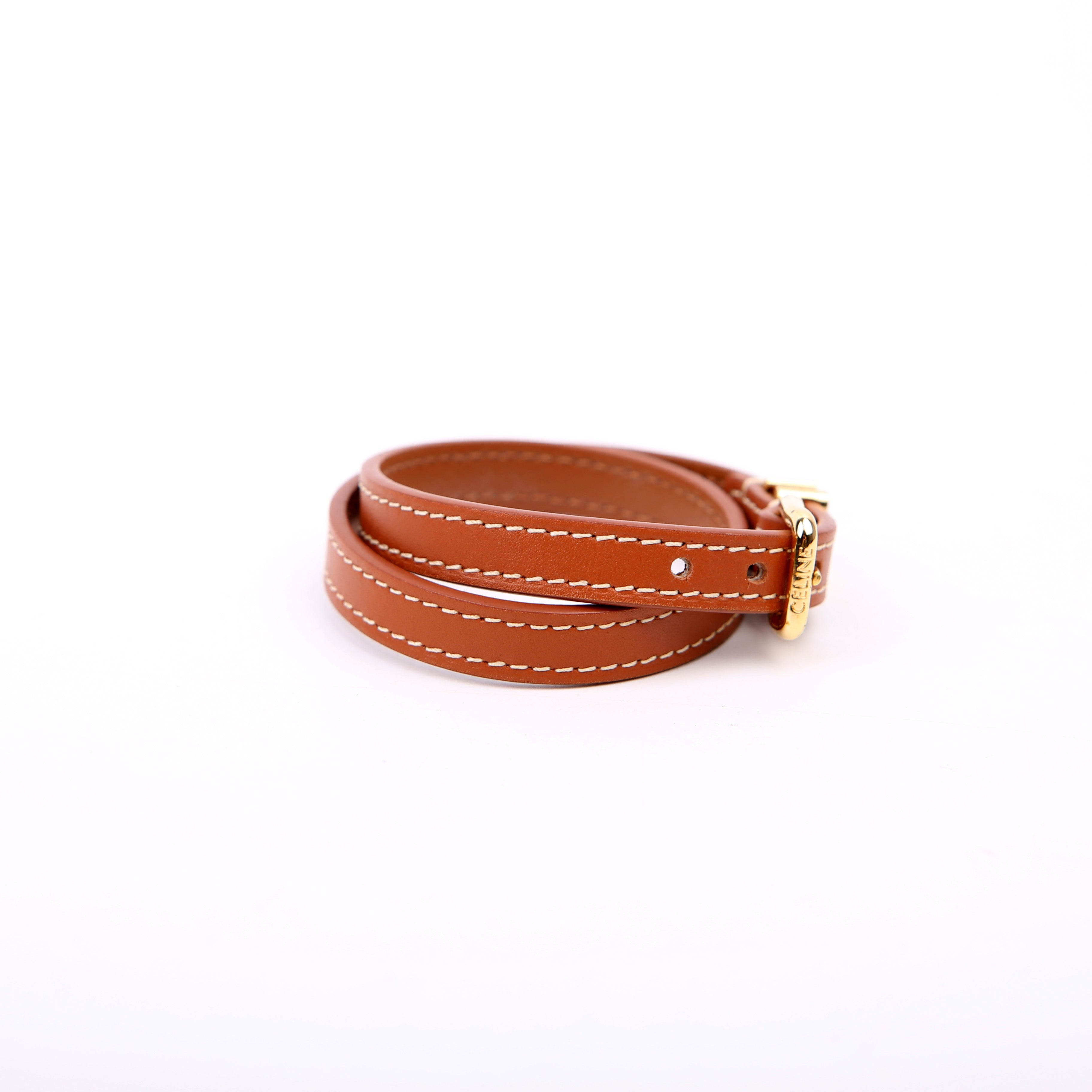 Triomphe Les Cuirs Double Wrap Bracelet Brown