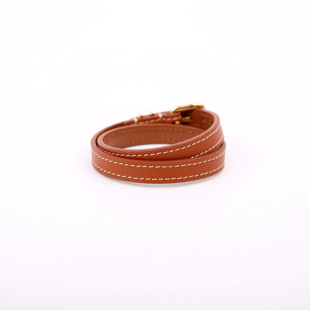 Triomphe Les Cuirs Double Wrap Bracelet Brown