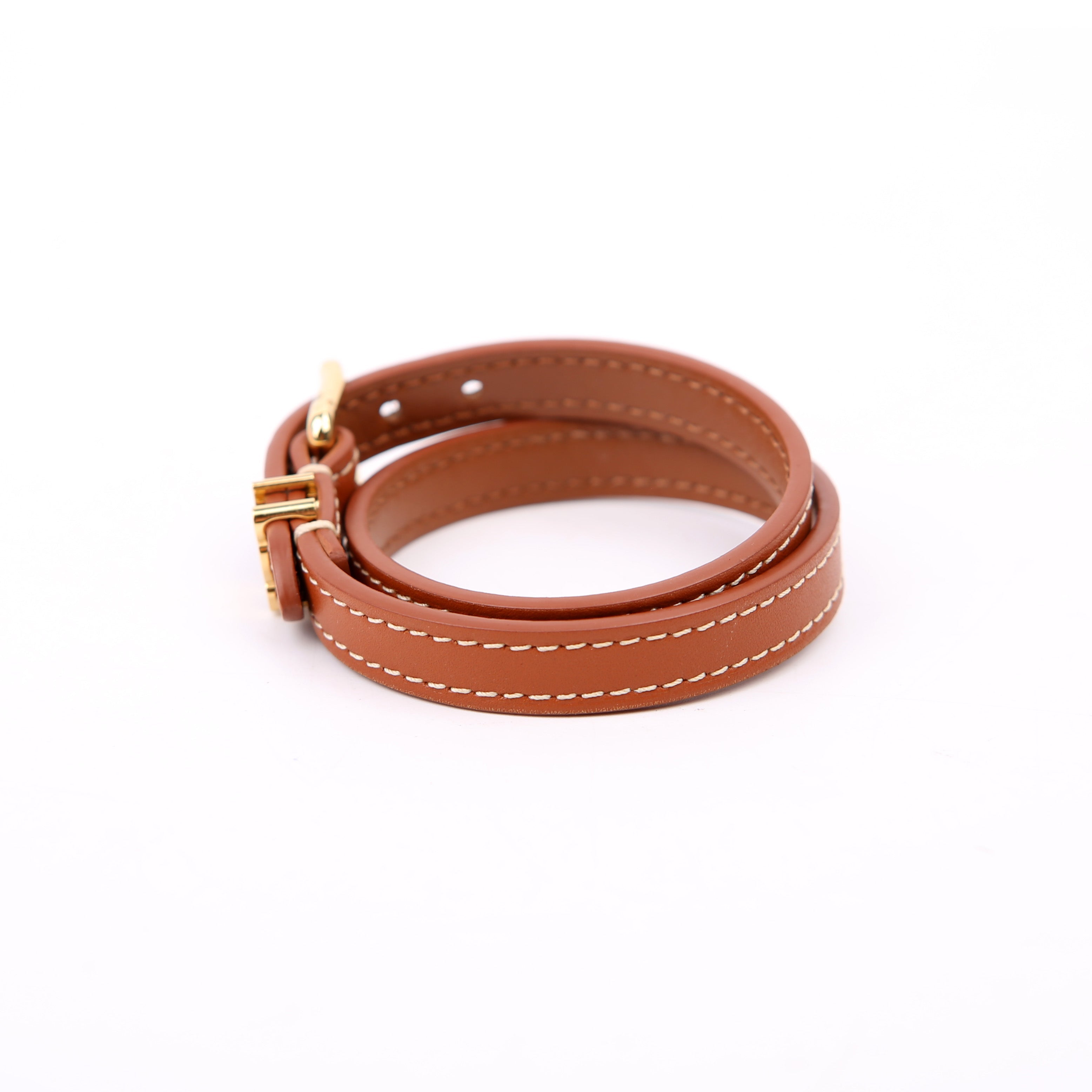 Triomphe Les Cuirs Double Wrap Bracelet Brown