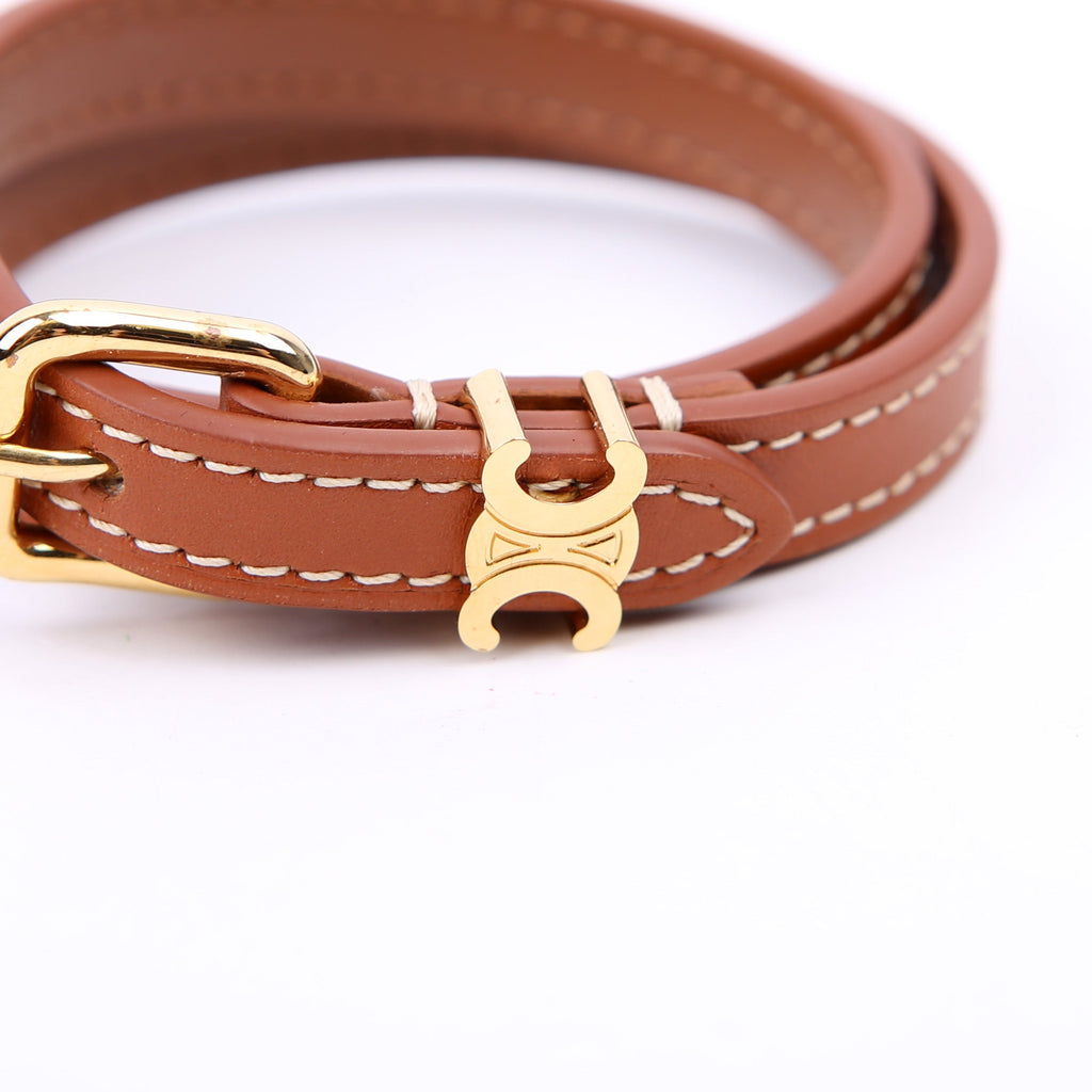 Triomphe Les Cuirs Double Wrap Bracelet Brown