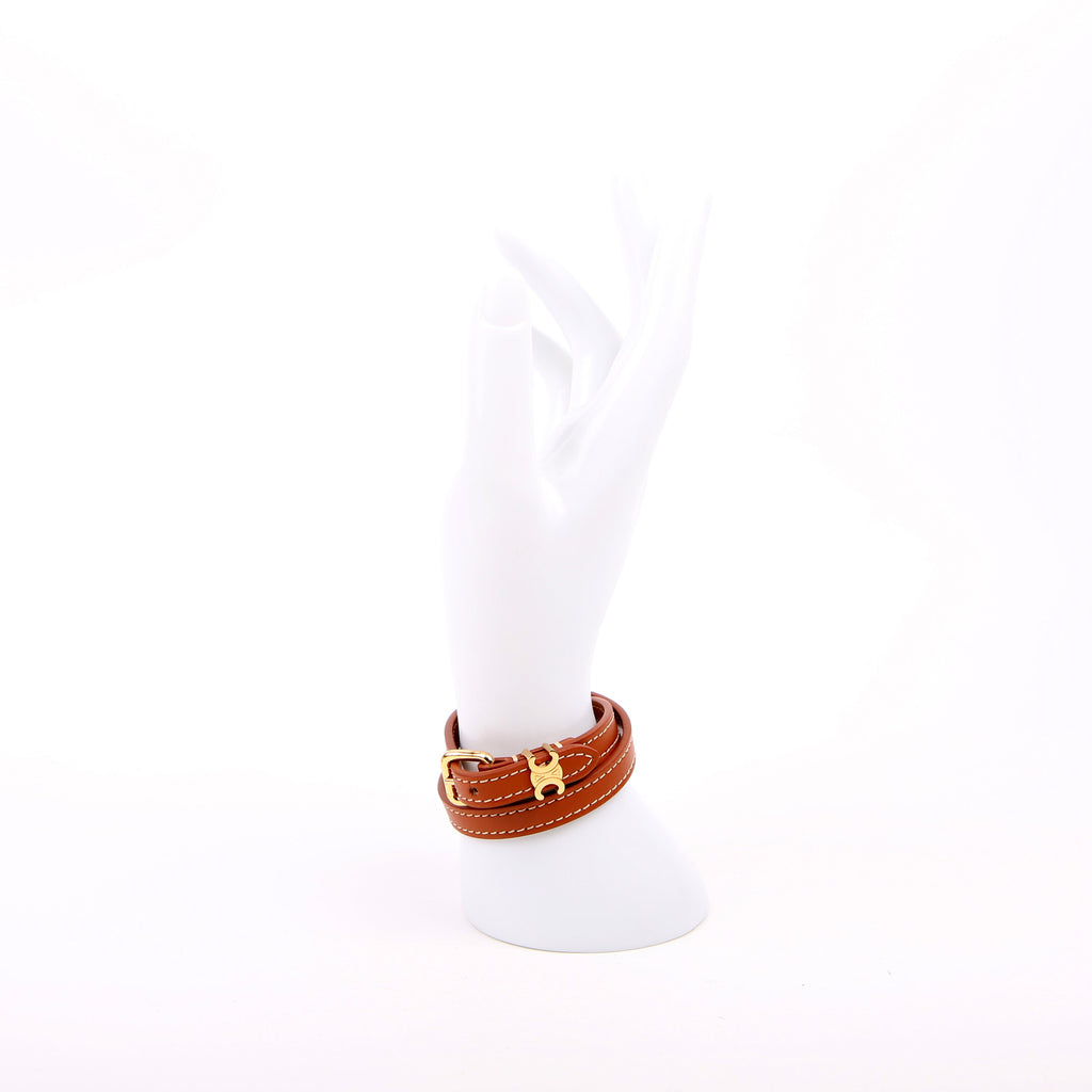 Triomphe Les Cuirs Double Wrap Bracelet Brown