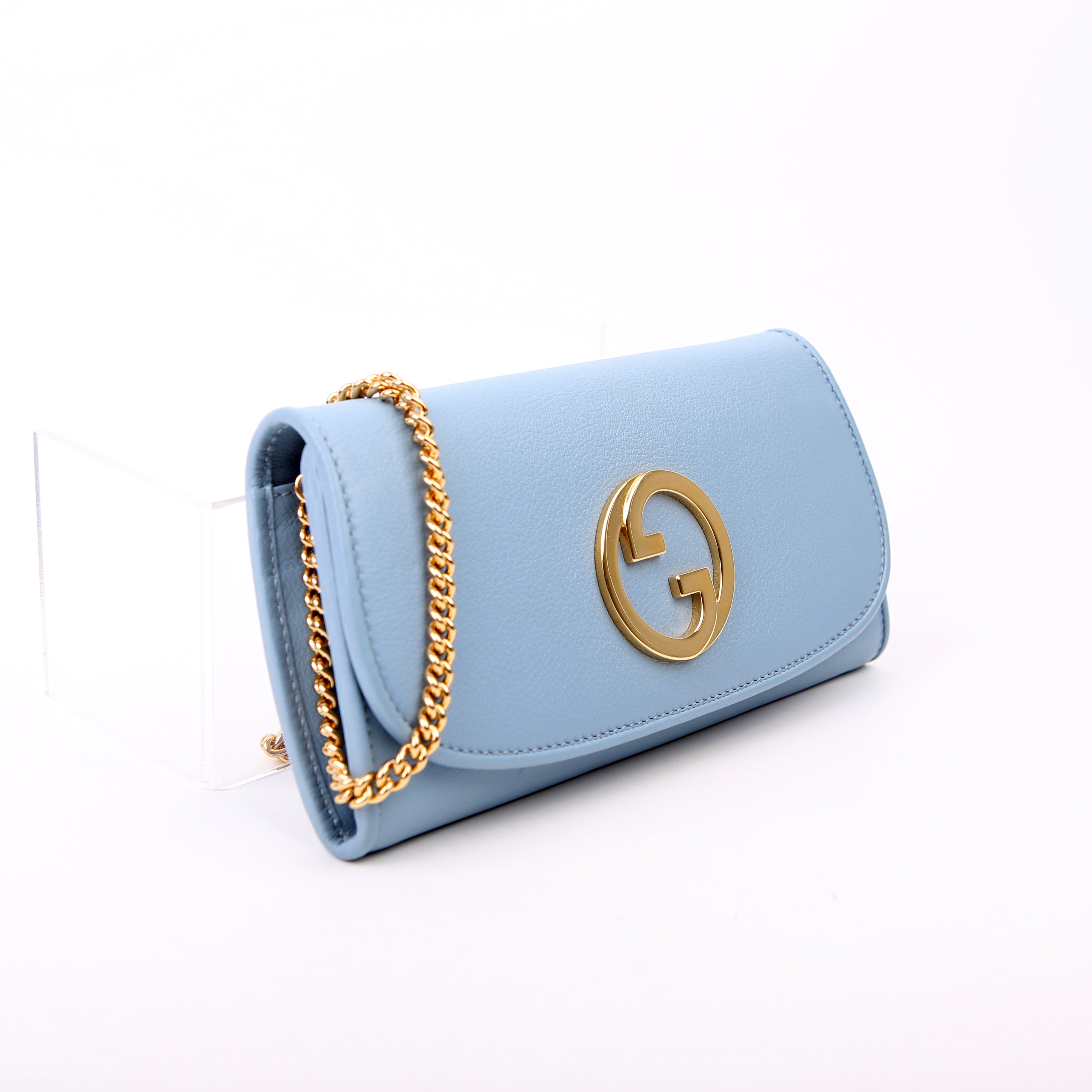 725215 Blondie Leather Continental Chain Wallet Blue