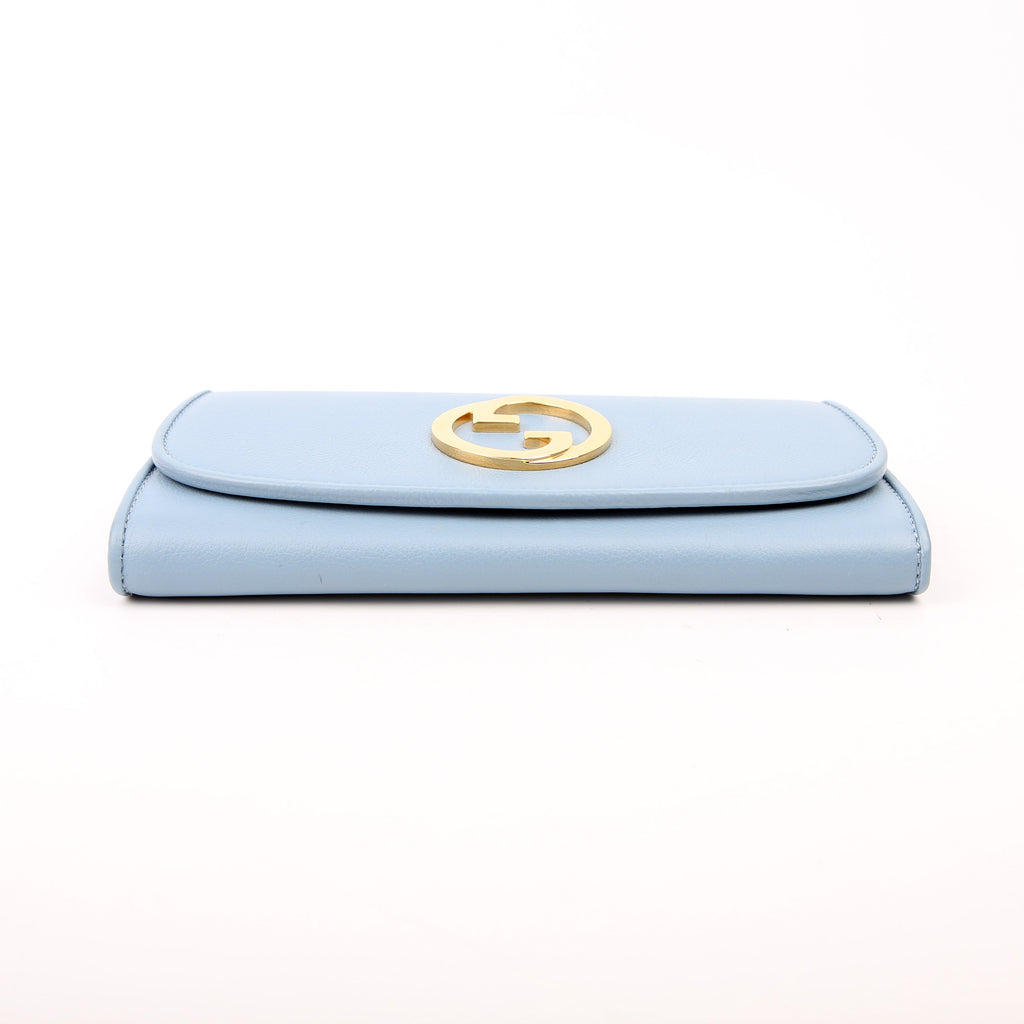 725215 Blondie Leather Continental Chain Wallet Blue