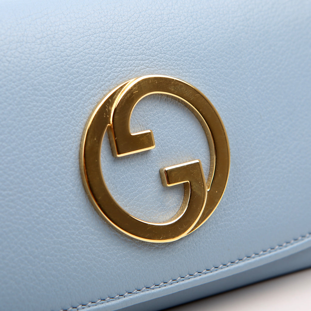 725215 Blondie Leather Continental Chain Wallet Blue