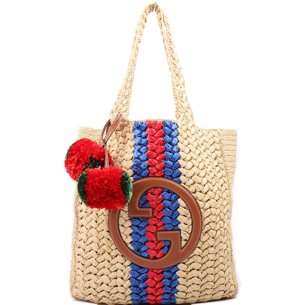 Gucci 746005 Blondie Raffia Open Tote Small