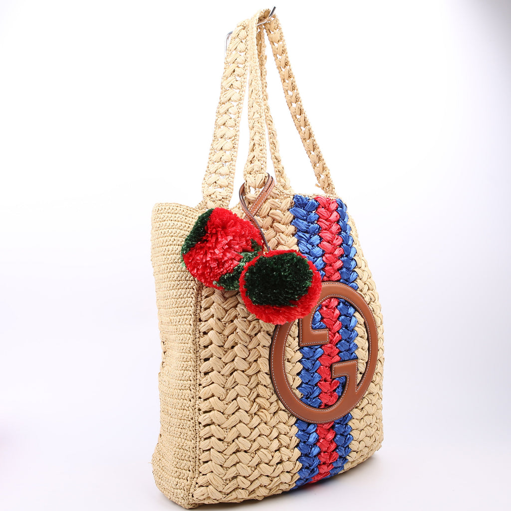 Gucci 746005 Blondie Raffia Open Tote Small