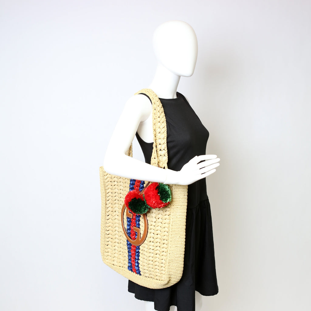 Gucci 746005 Blondie Raffia Open Tote Small