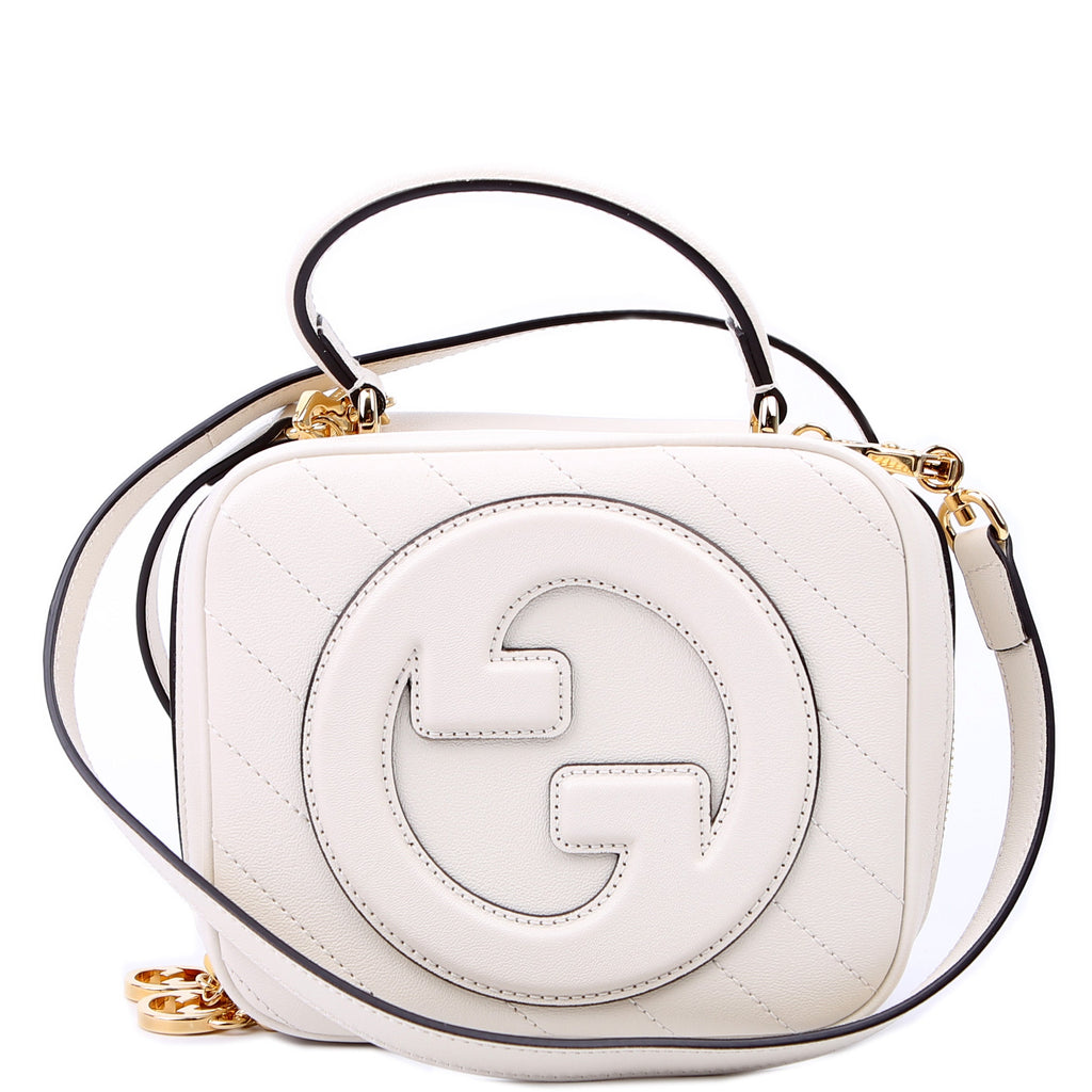 744434 Blondie Leather Top Handle Bag White