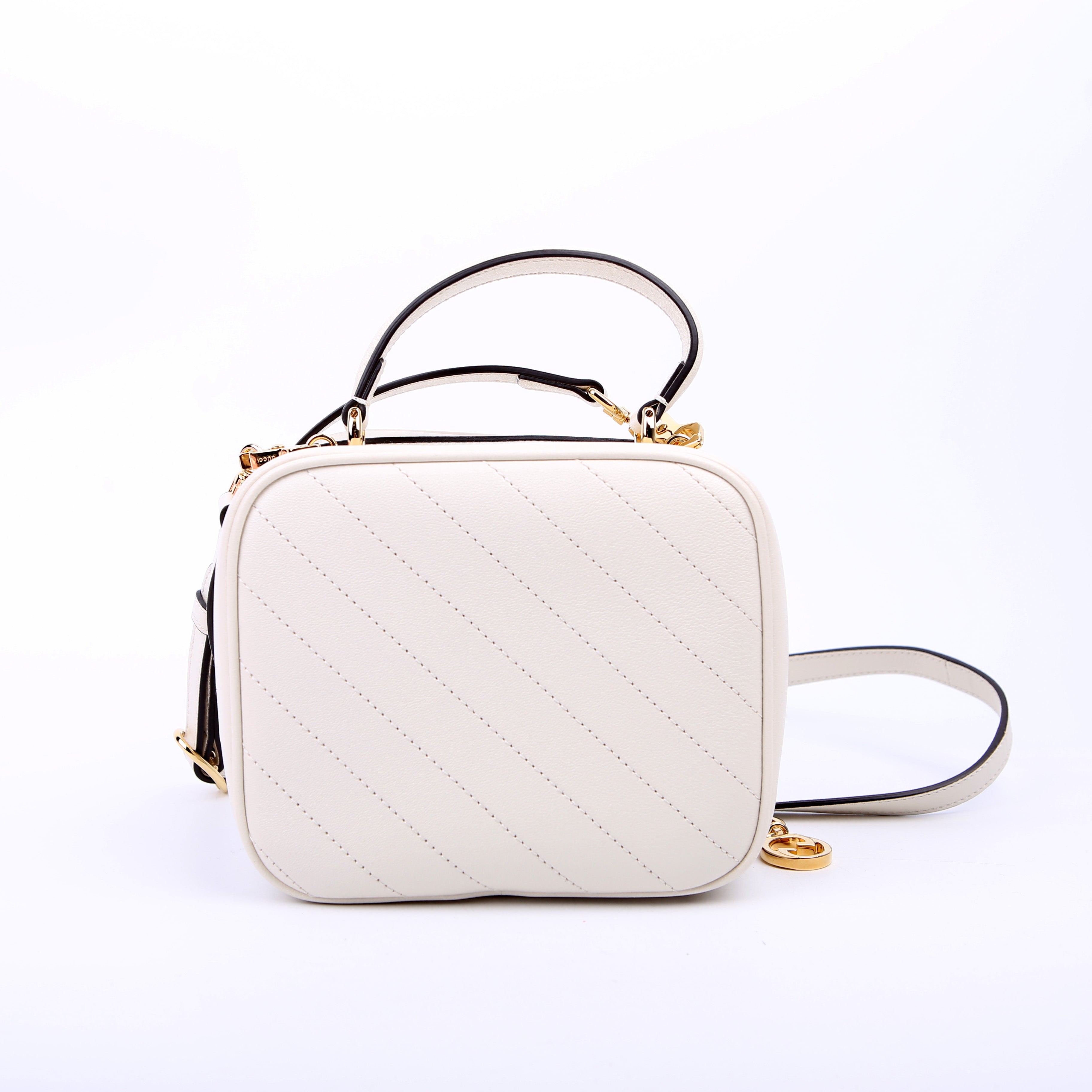 744434 Blondie Leather Top Handle Bag White