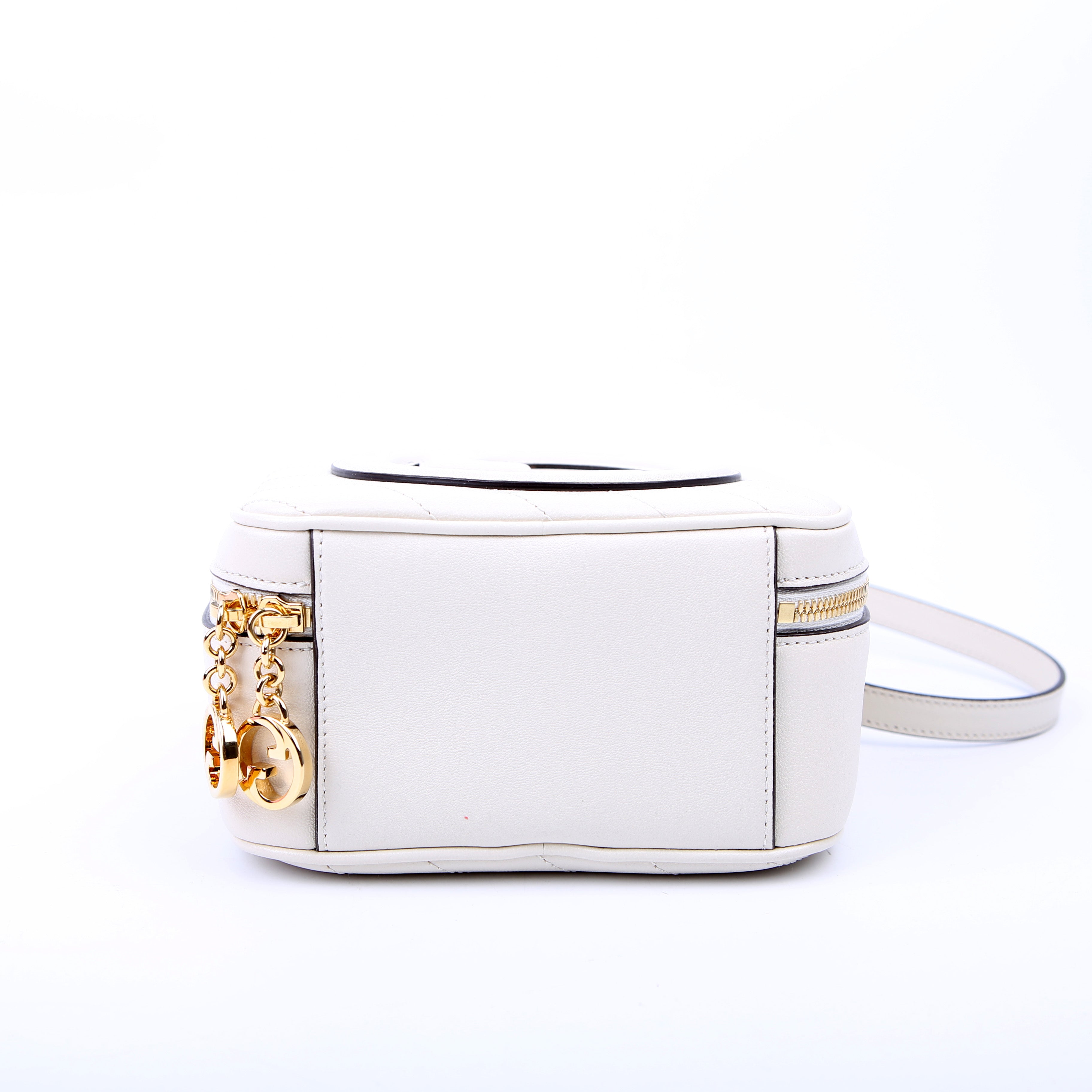 744434 Blondie Leather Top Handle Bag White