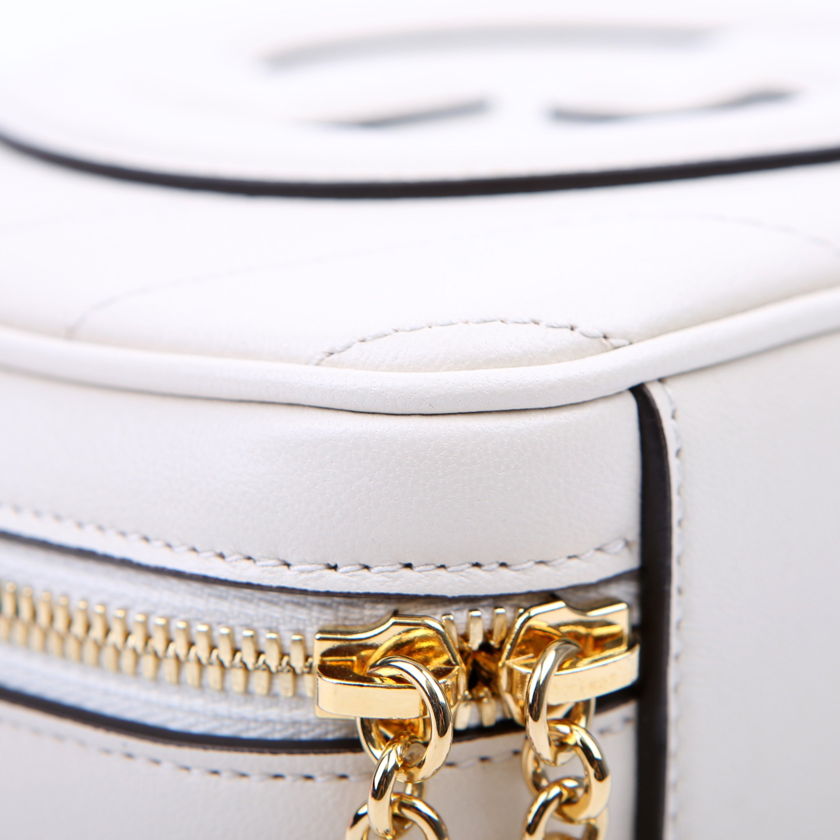 744434 Blondie Leather Top Handle Bag White