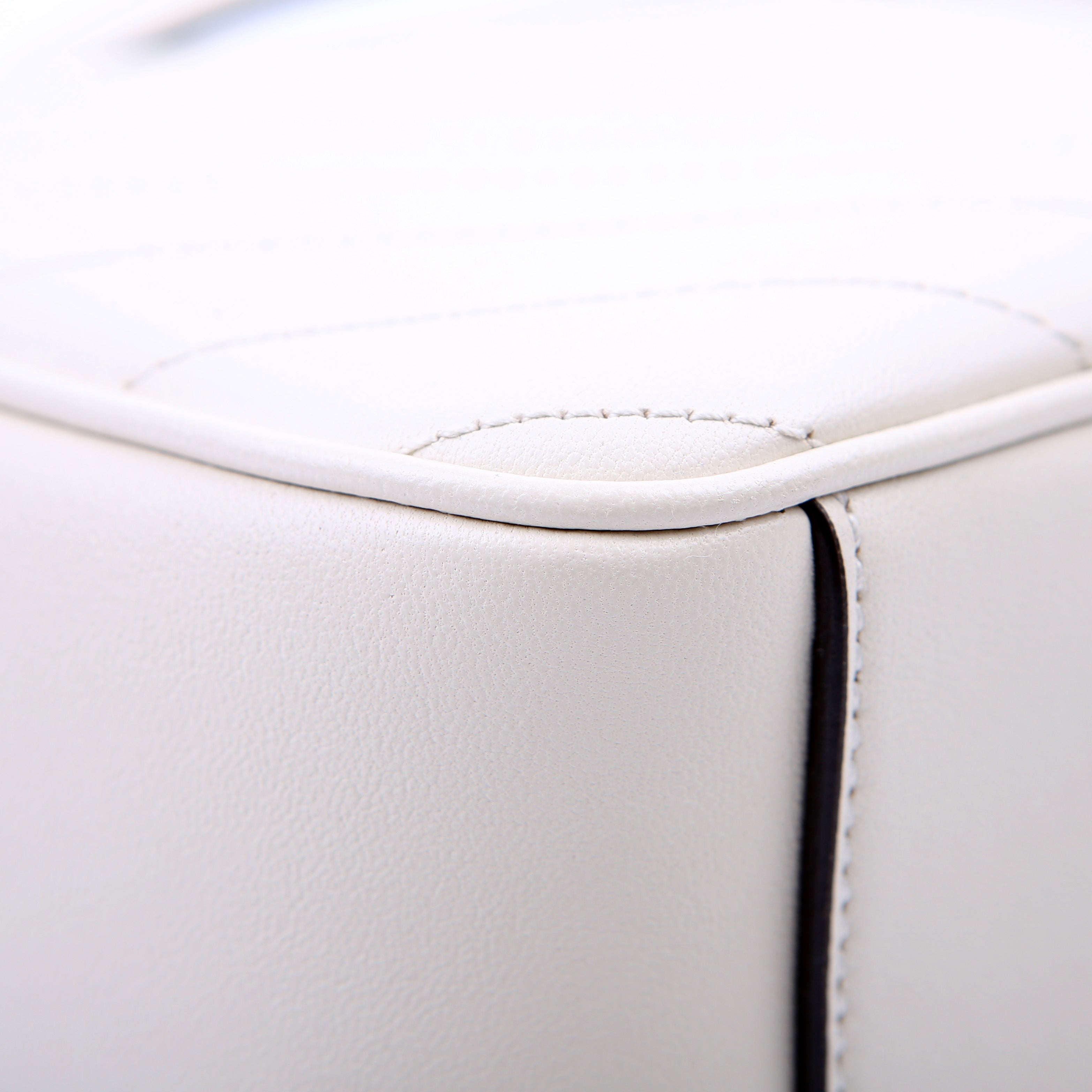 744434 Blondie Leather Top Handle Bag White