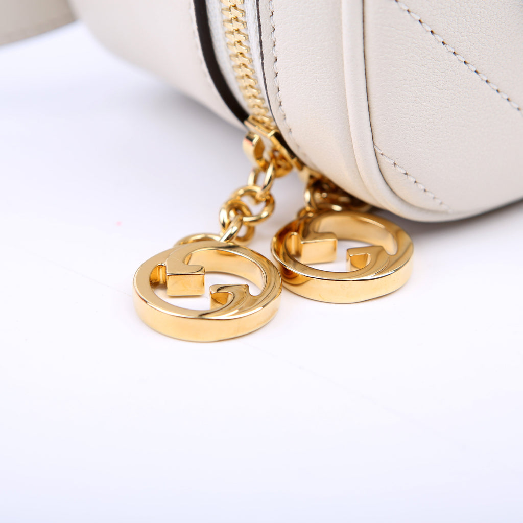 744434 Blondie Leather Top Handle Bag White