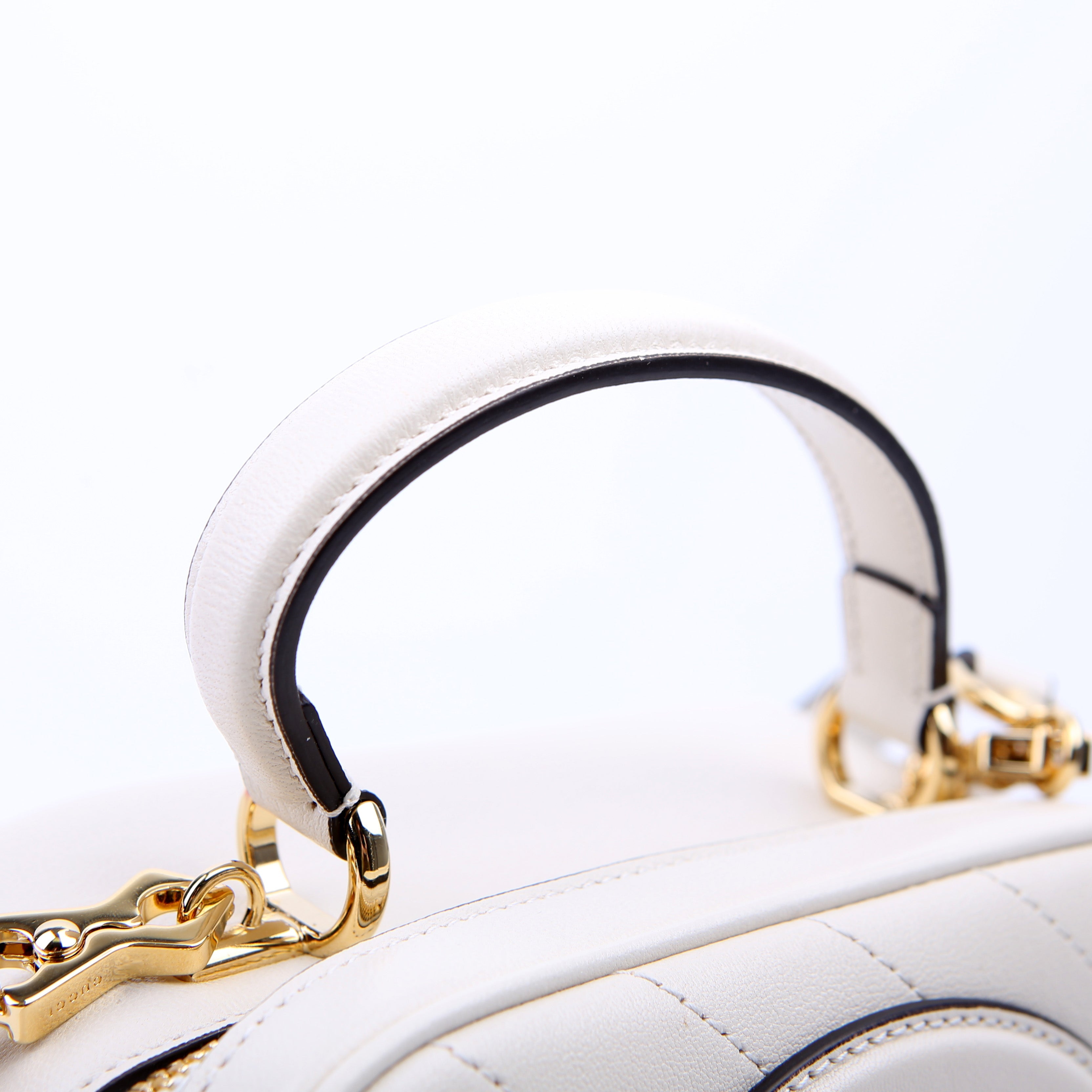 744434 Blondie Leather Top Handle Bag White