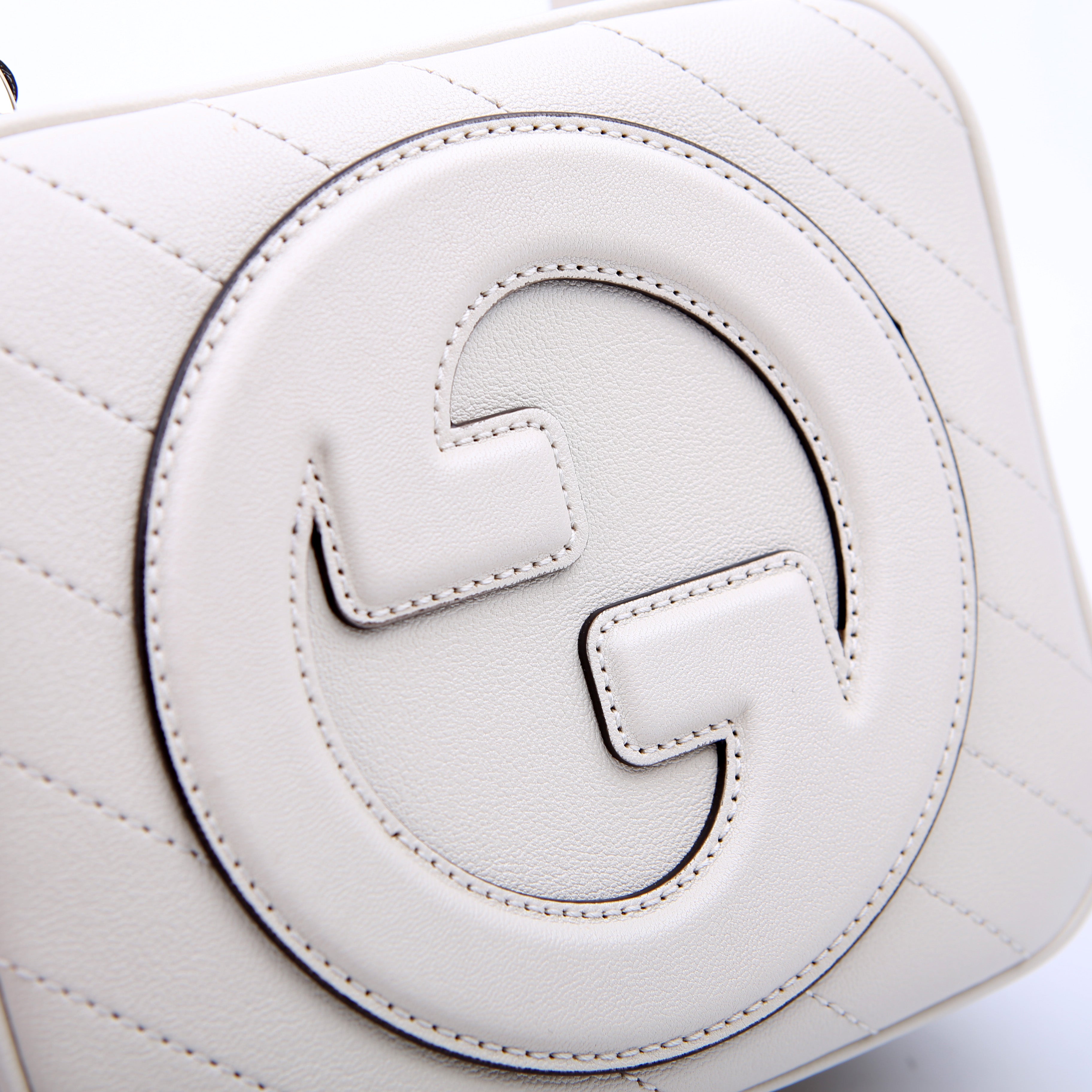 744434 Blondie Leather Top Handle Bag White