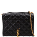 579607 Becky Quilted Lambskin Shoulder Bag Large Black