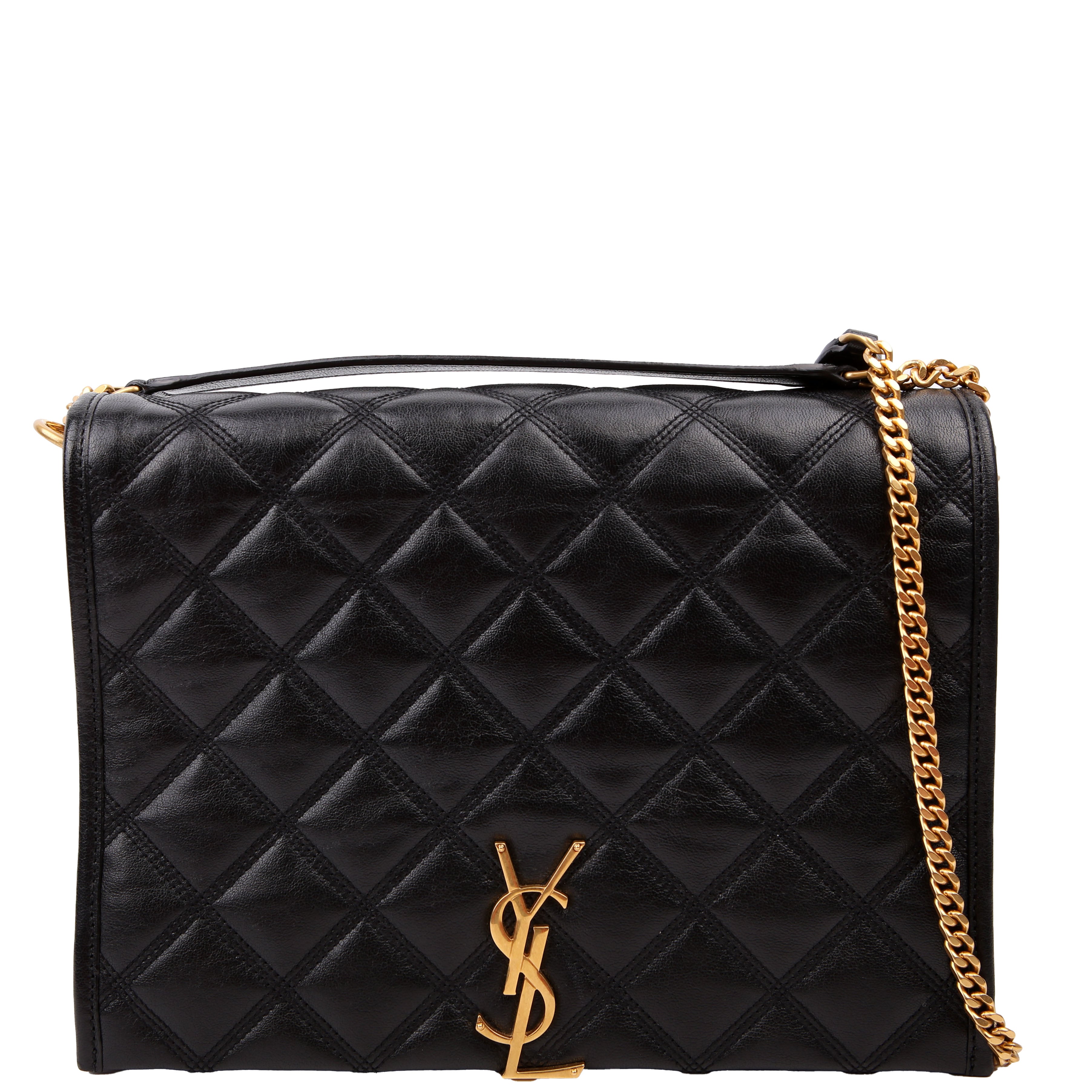 579607 Becky Quilted Lambskin Shoulder Bag Large Black
