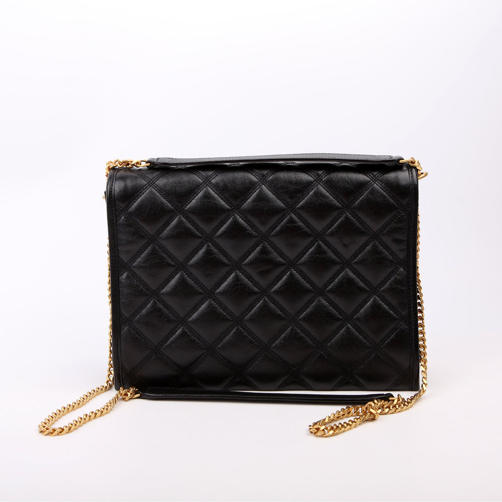 579607 Becky Quilted Lambskin Shoulder Bag Large Black