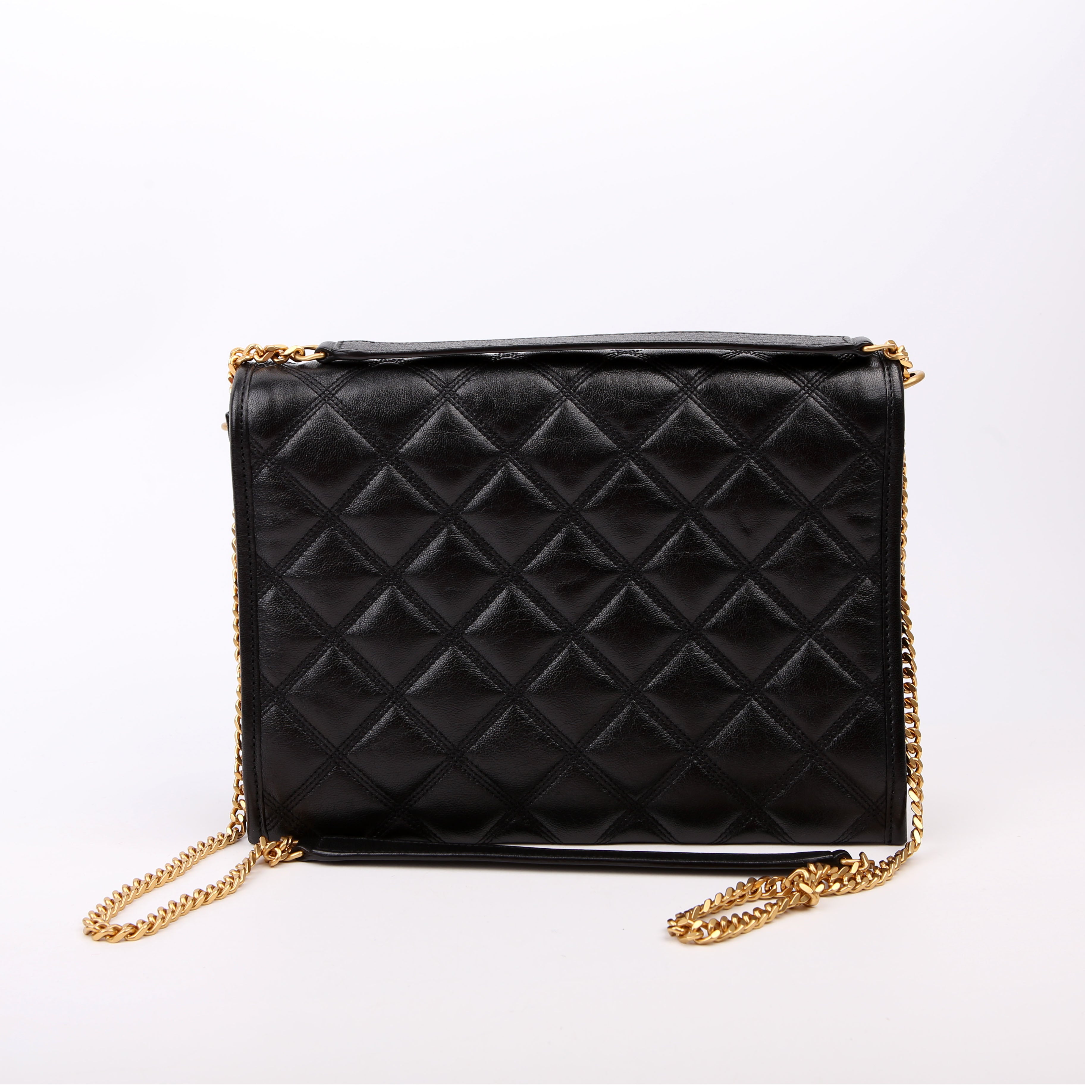 579607 Becky Quilted Lambskin Shoulder Bag Large Black