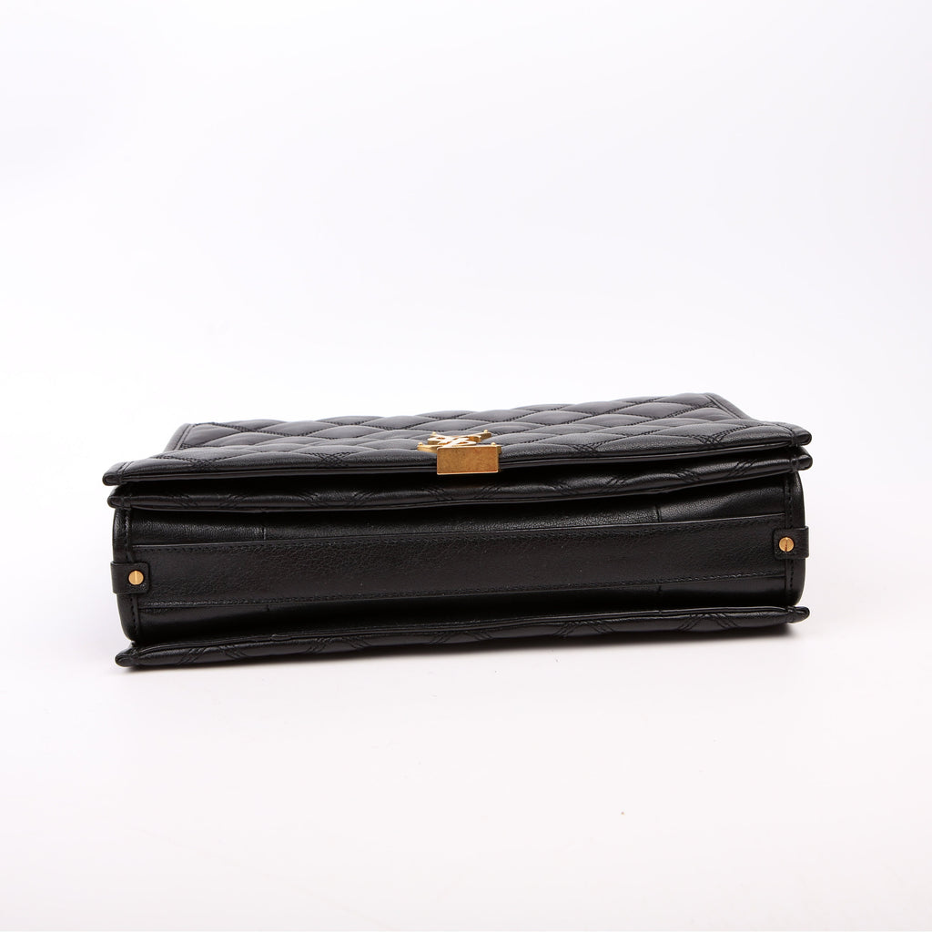 579607 Becky Quilted Lambskin Shoulder Bag Large Black