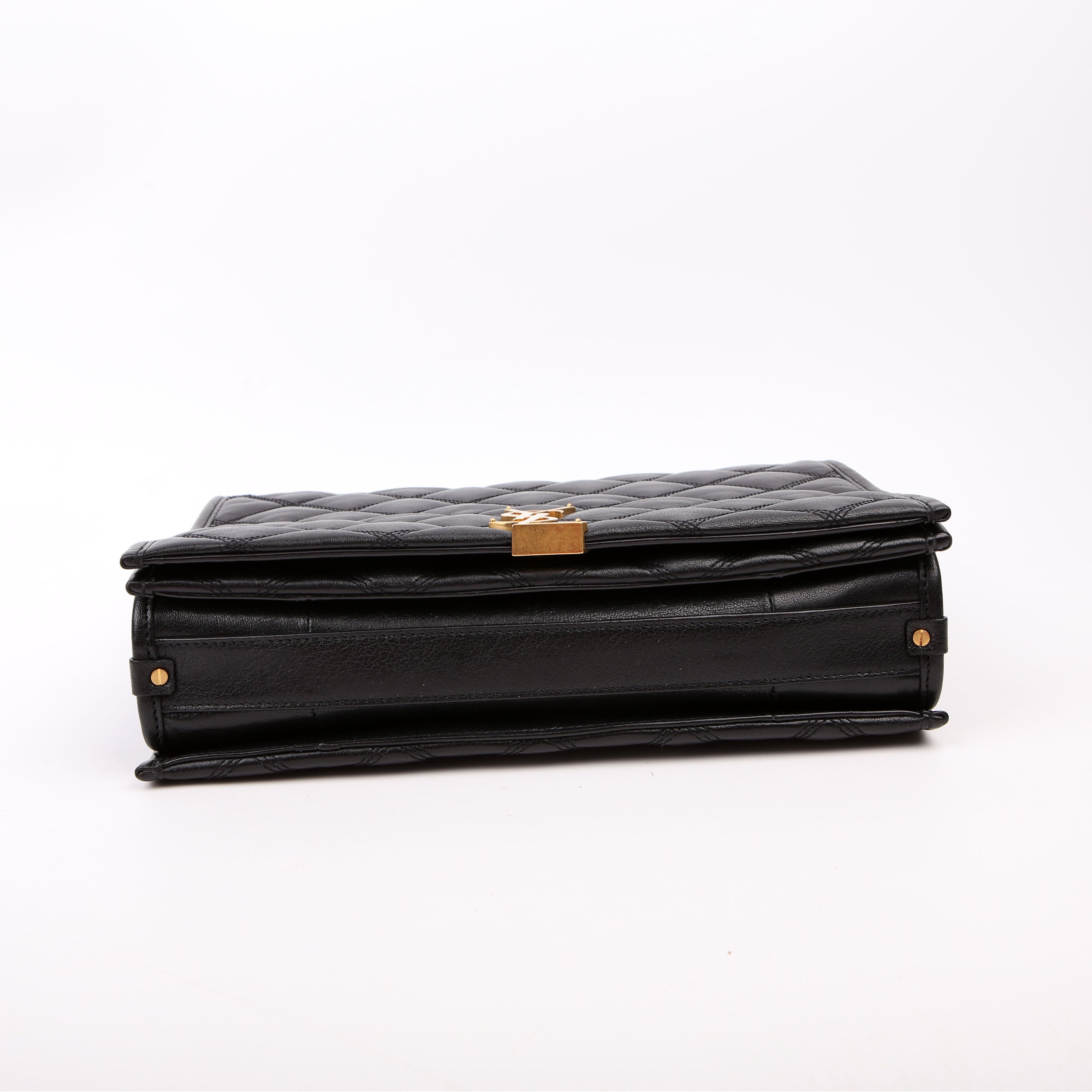 579607 Becky Quilted Lambskin Shoulder Bag Large Black