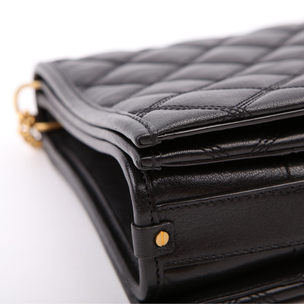 579607 Becky Quilted Lambskin Shoulder Bag Large Black
