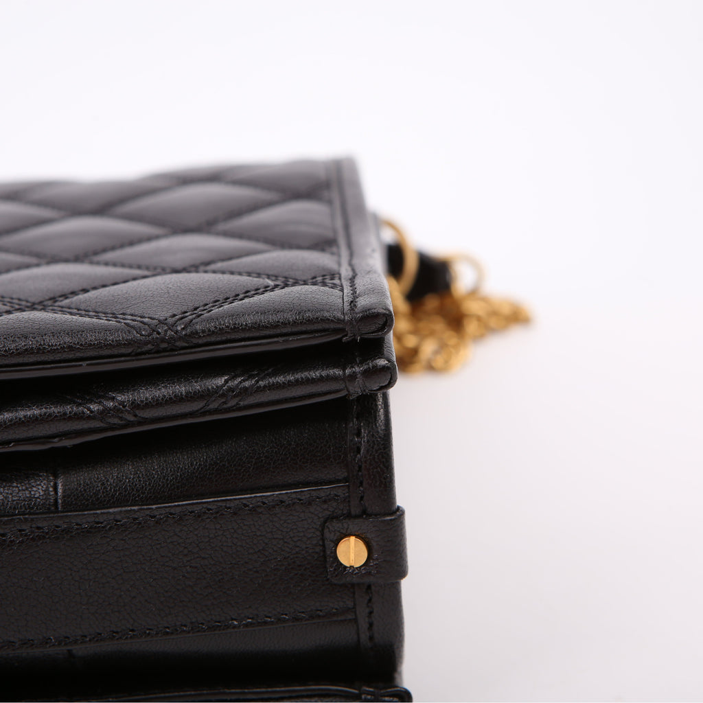 579607 Becky Quilted Lambskin Shoulder Bag Large Black