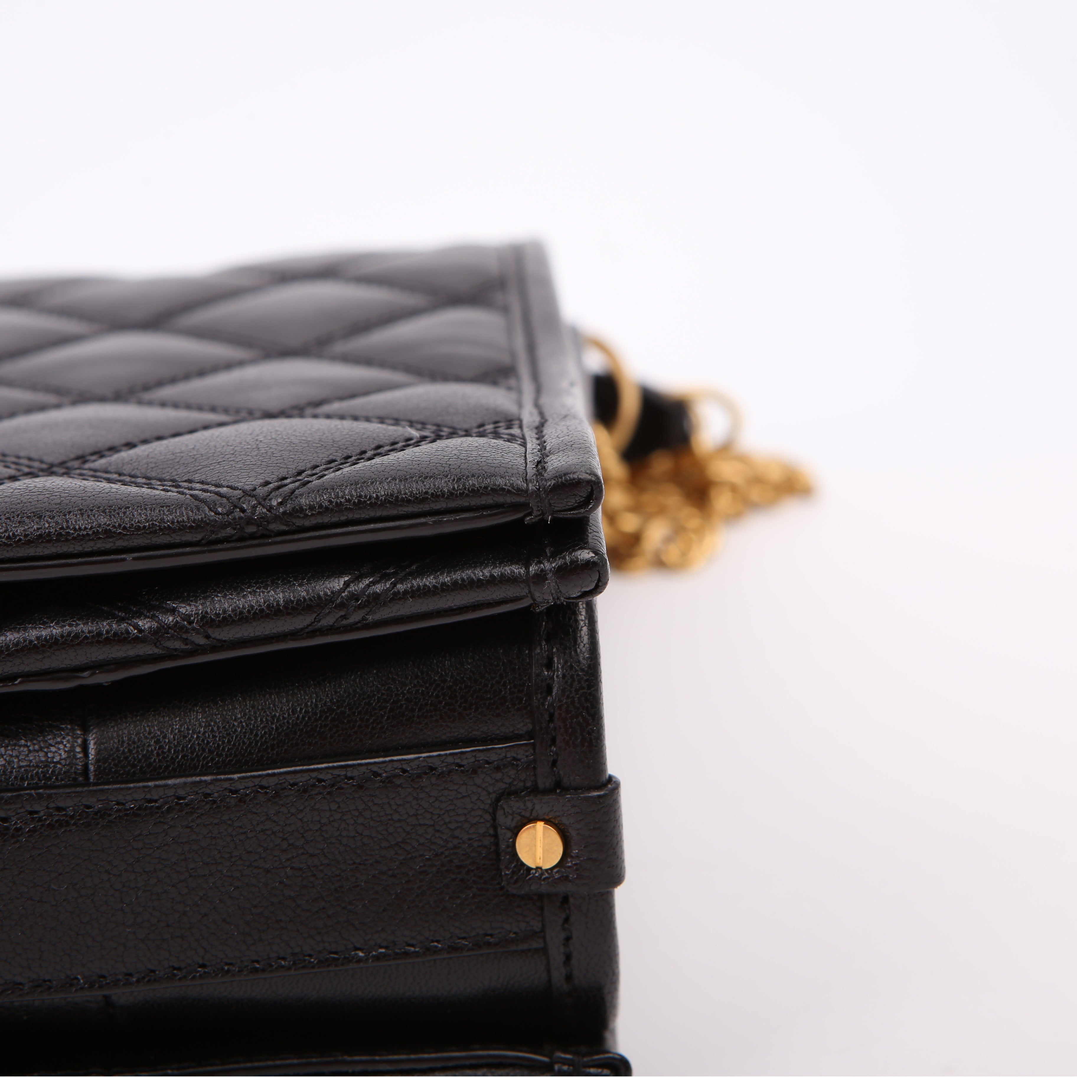 579607 Becky Quilted Lambskin Shoulder Bag Large Black